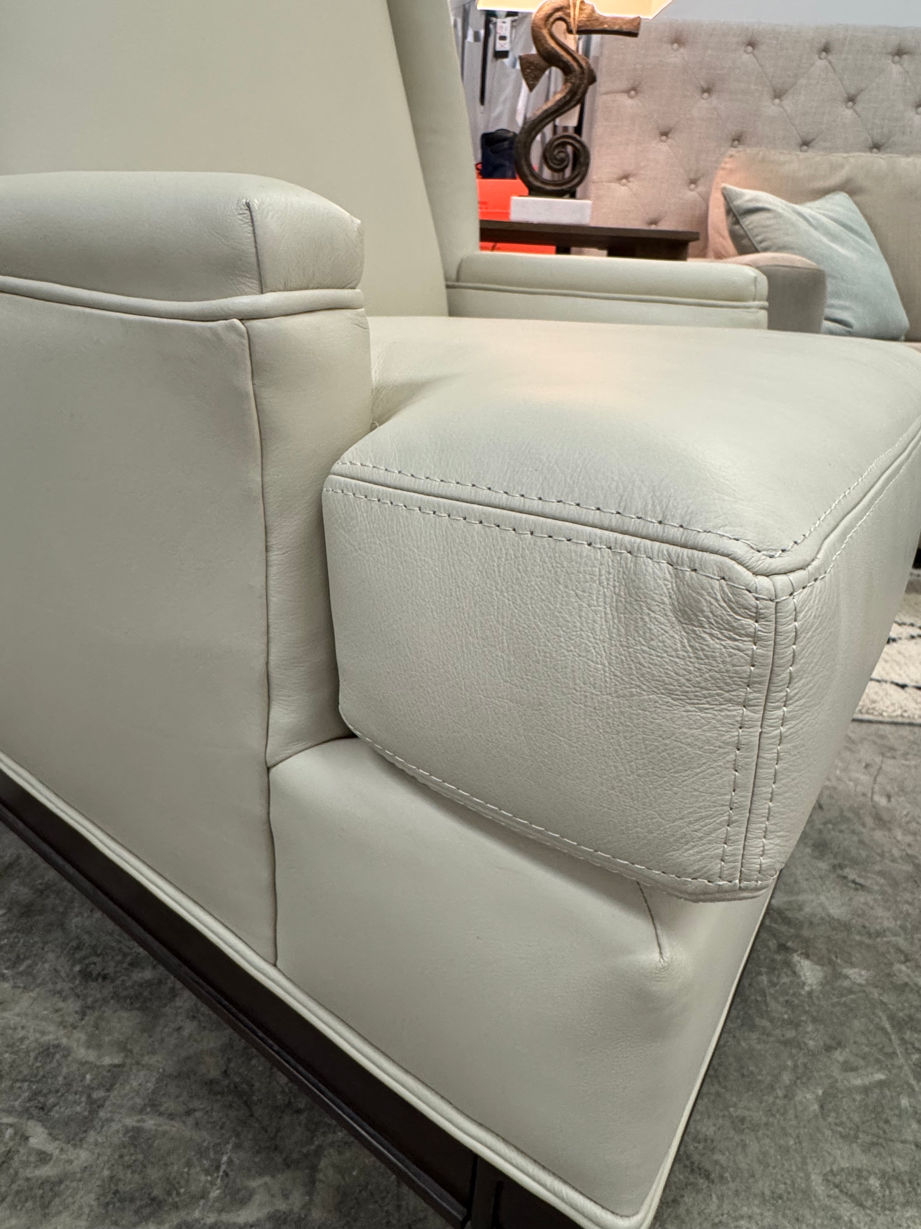 GLOBAL VIEWS Ivory Leather 'Bonnet' Chair