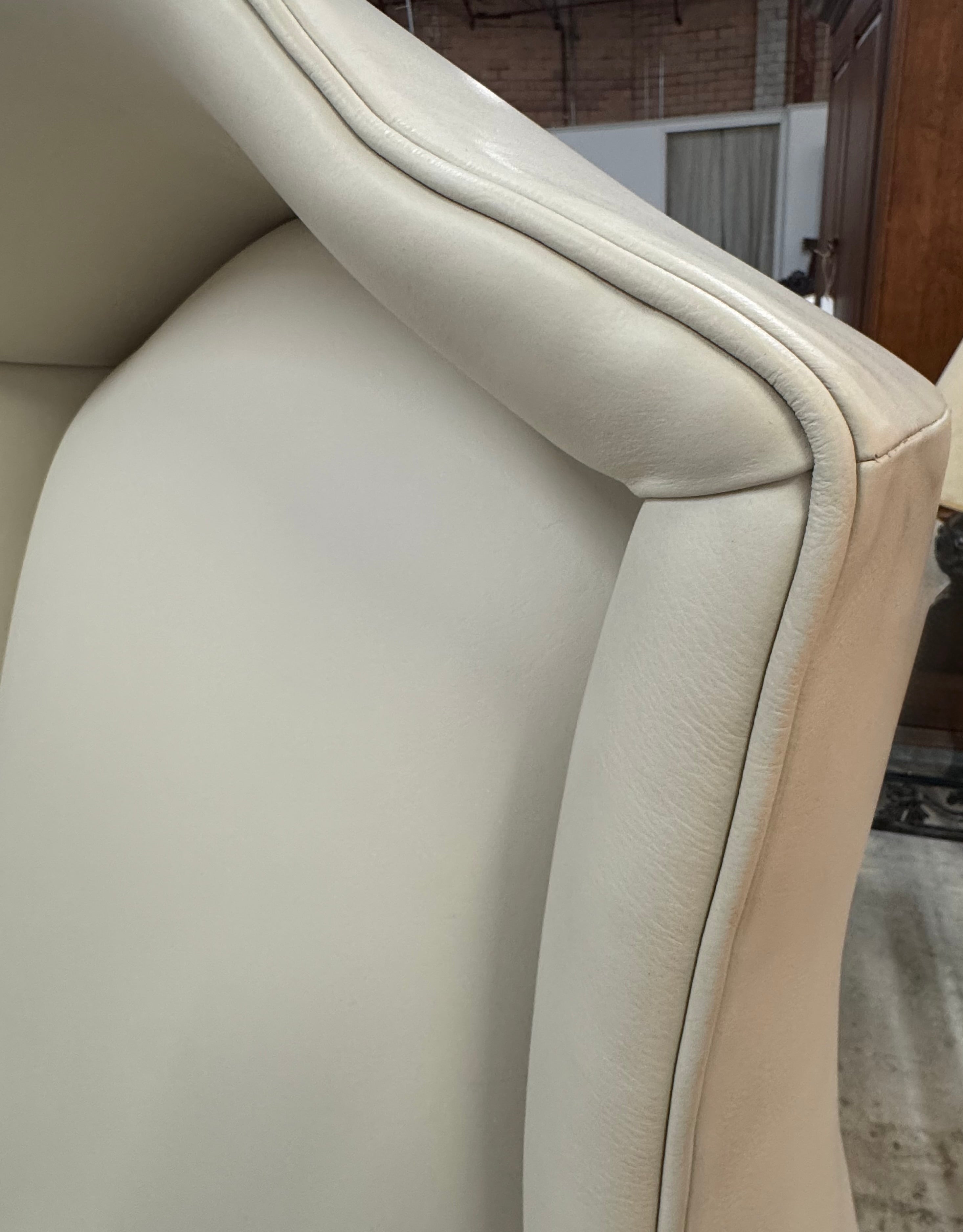 GLOBAL VIEWS Ivory Leather 'Bonnet' Chair