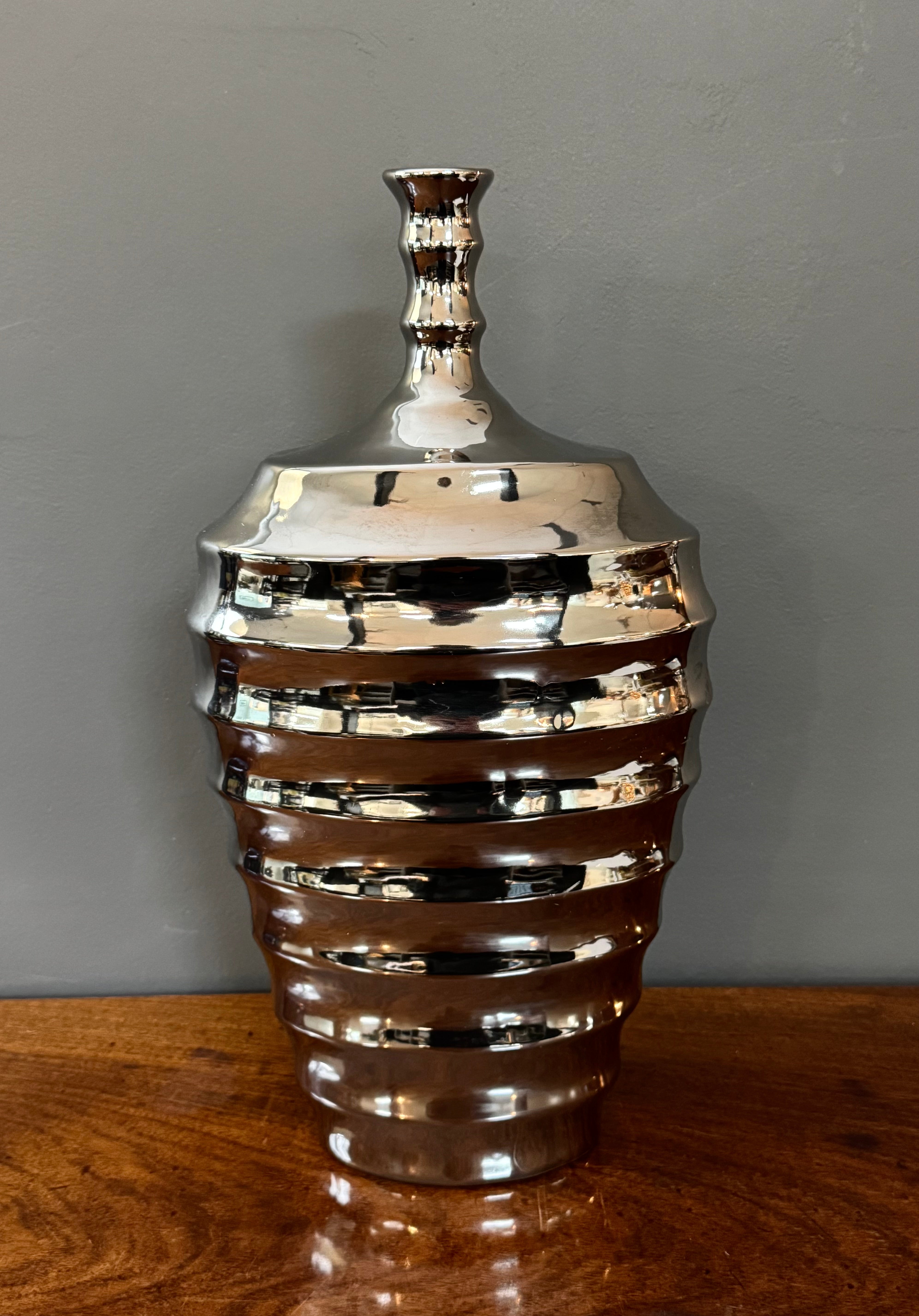 Silver Glass Wave Vase