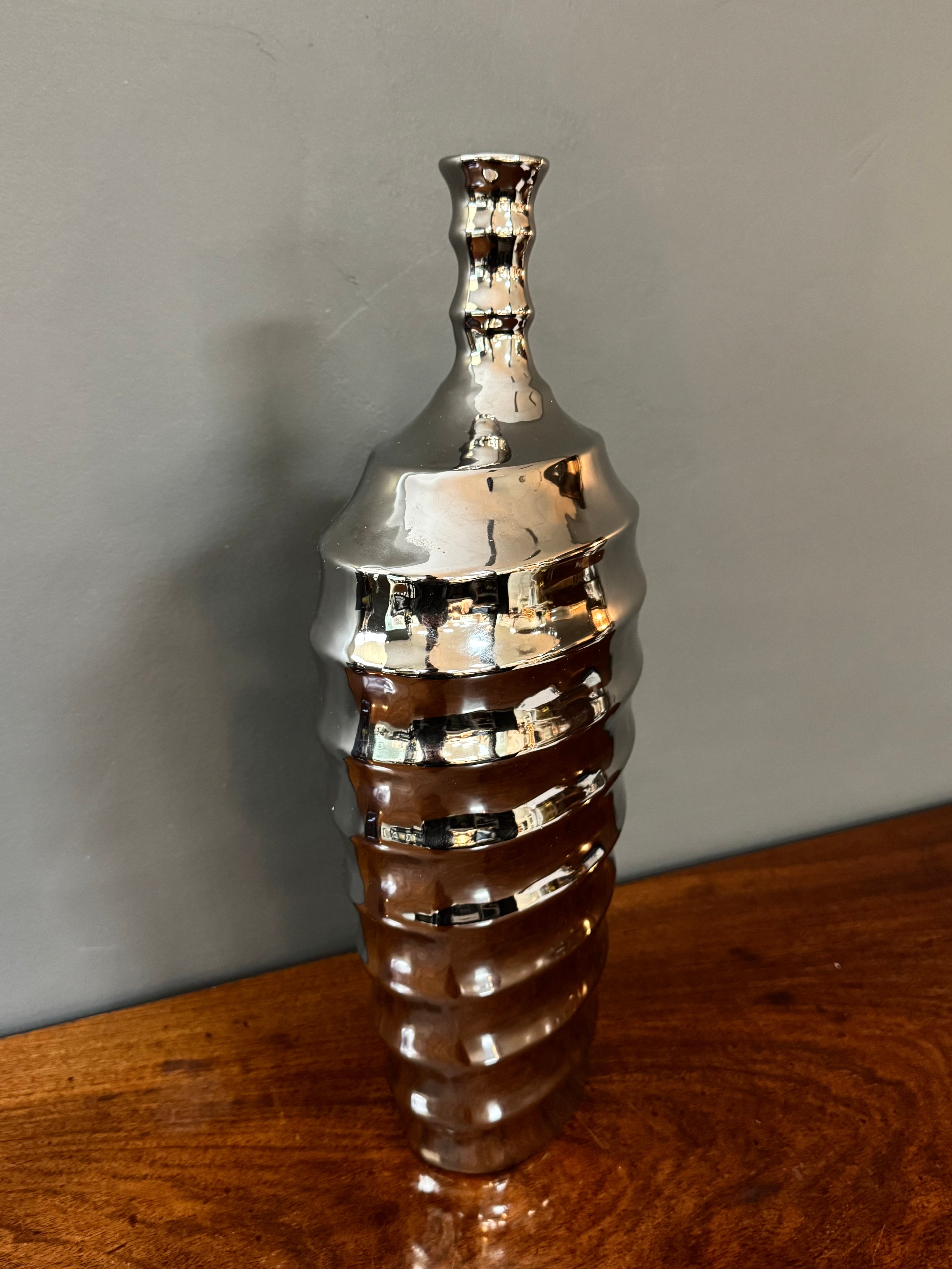 Silver Glass Wave Vase