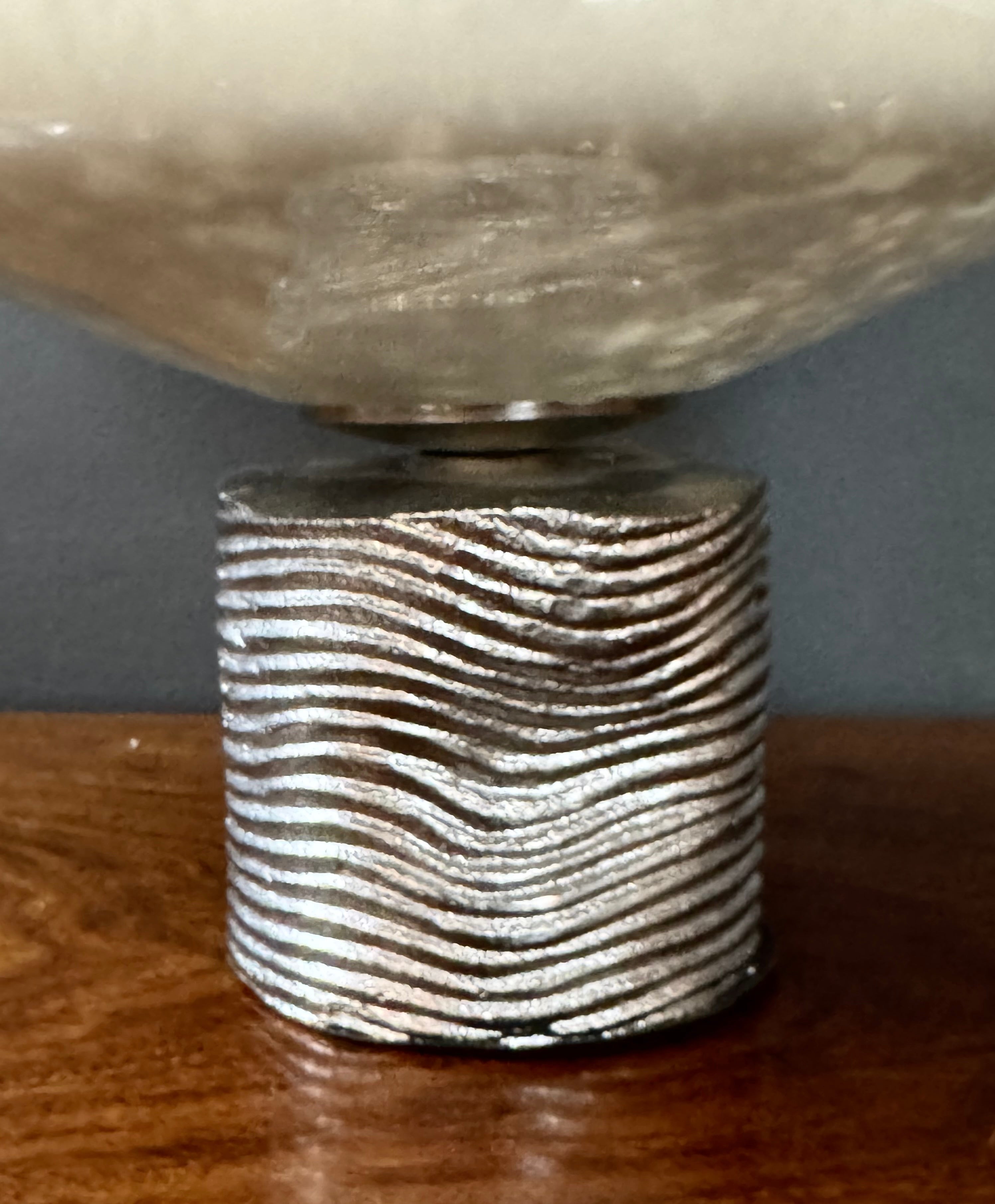 Mercury Glass 15" Vessel on Ribbed Silver Base