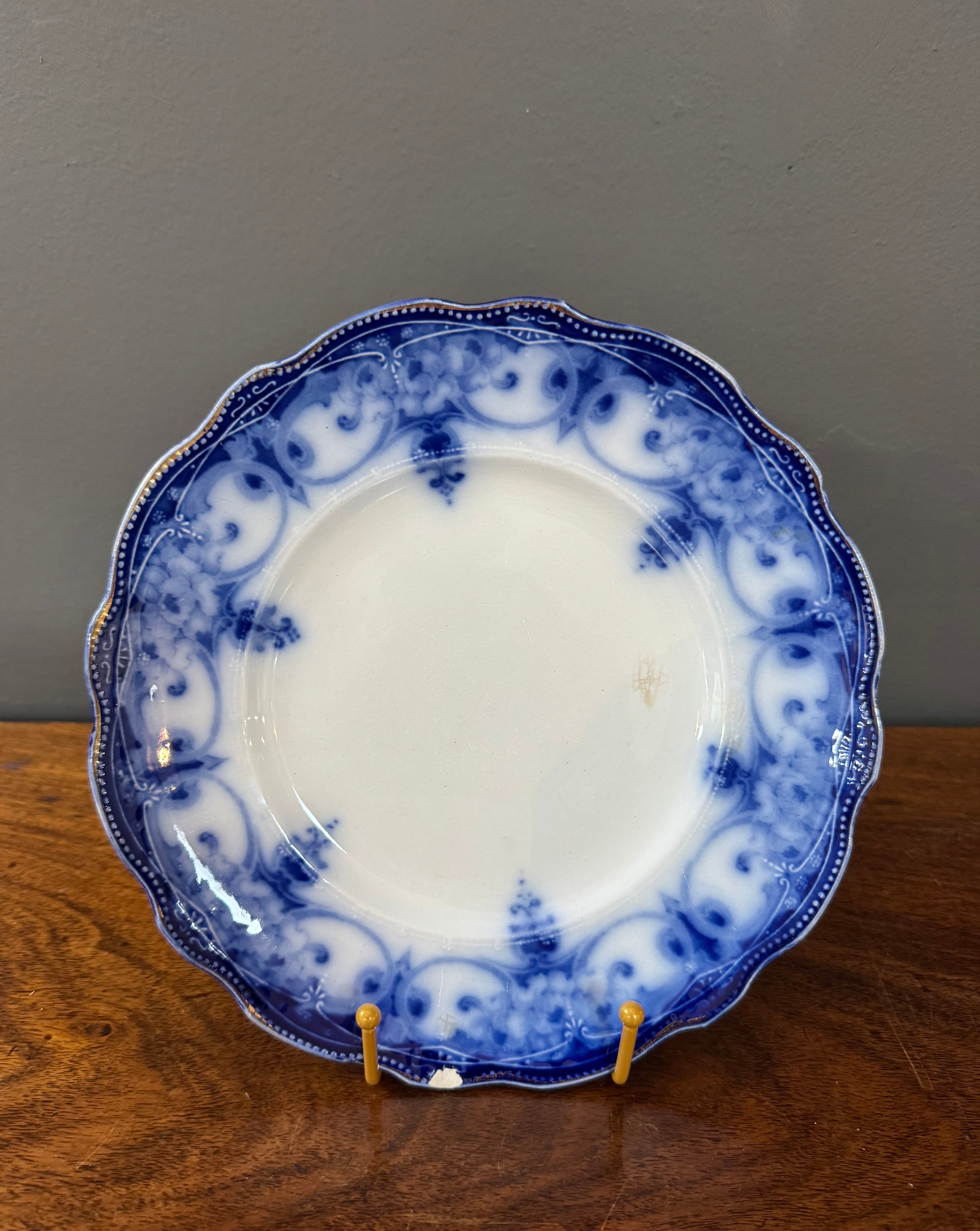 Antique MYOTT STAFFORDSHIRE Flow Blue 'Monarch' Plate
