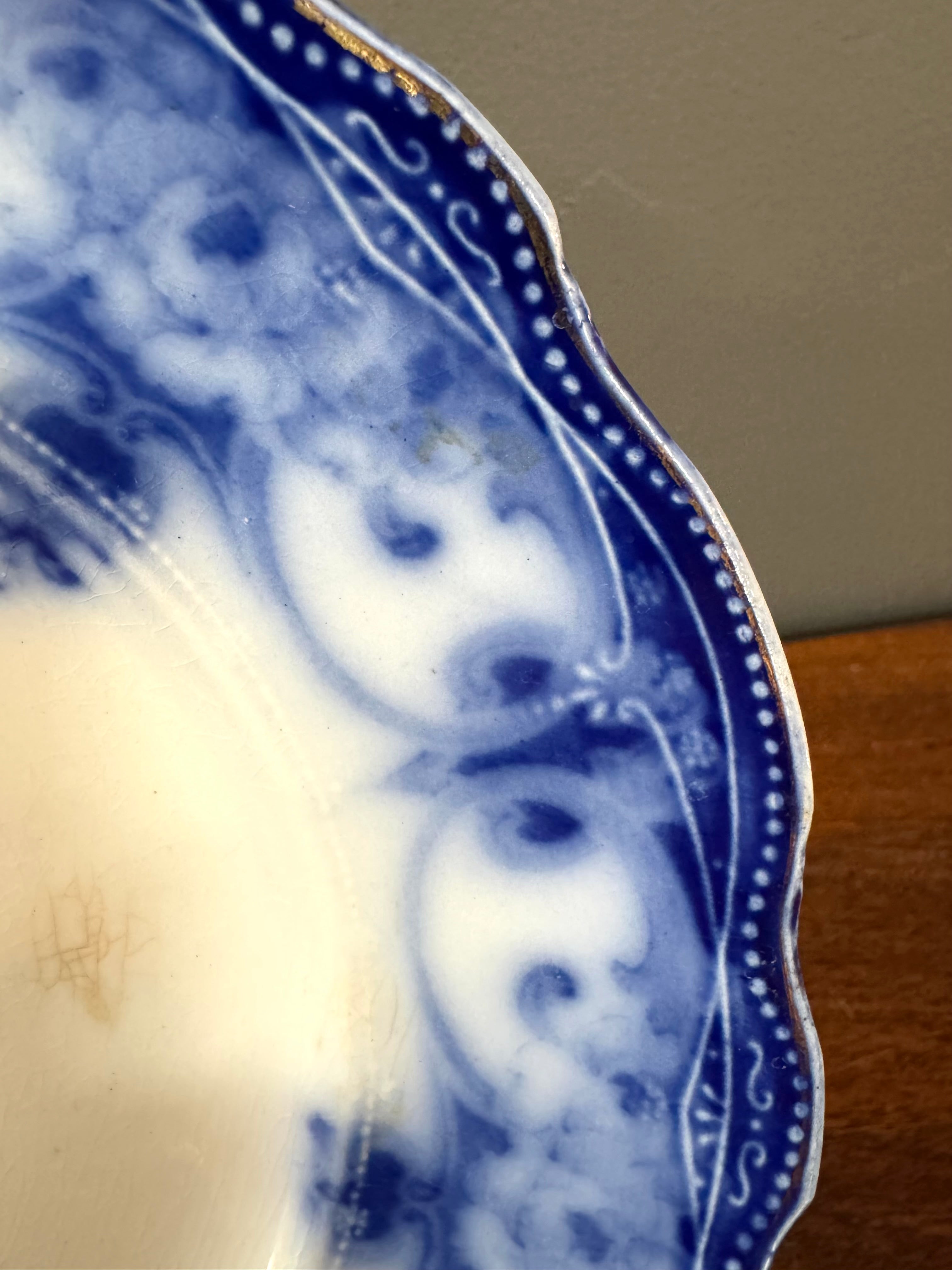 Antique MYOTT STAFFORDSHIRE Flow Blue 'Monarch' Plate