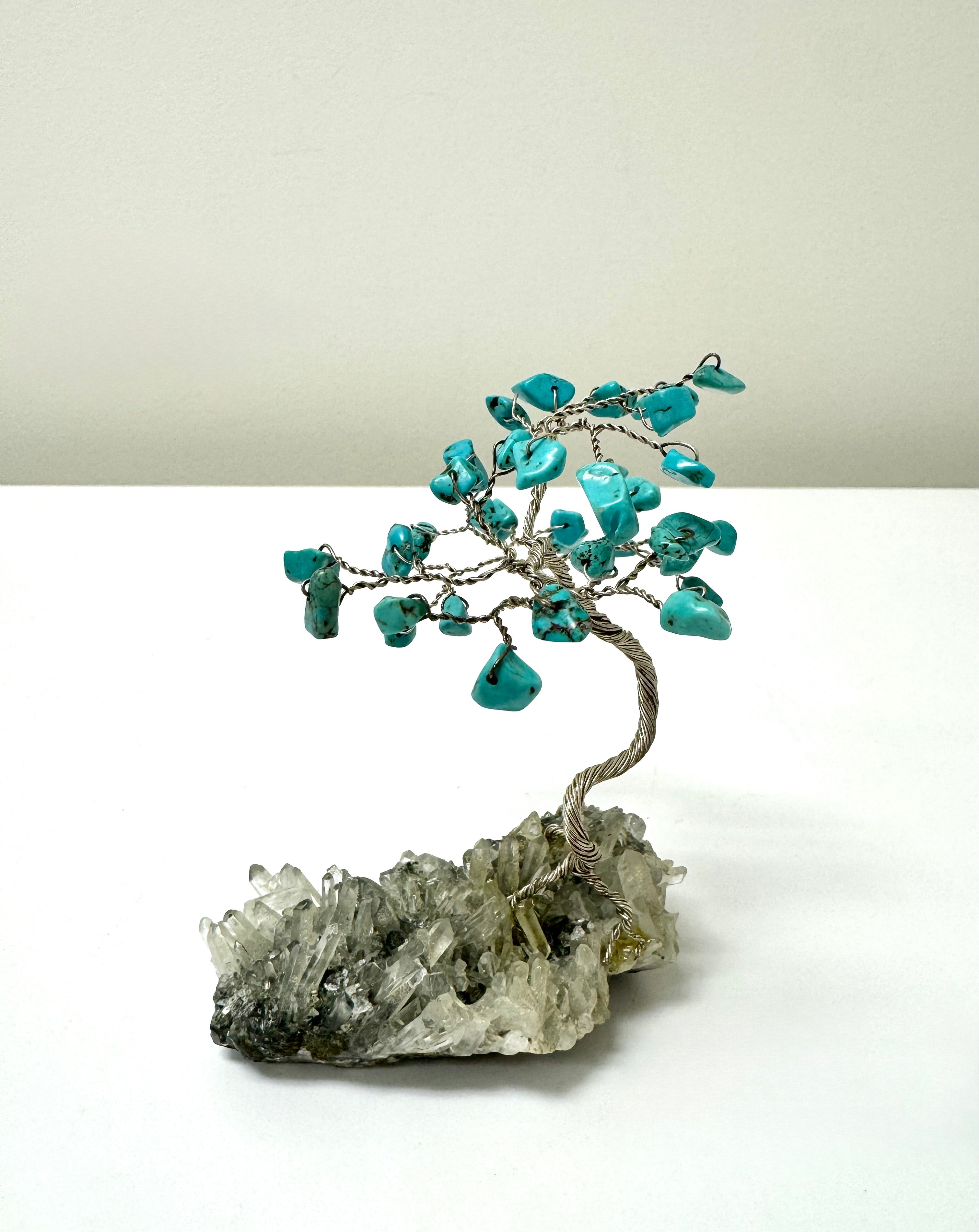 Turquoise Bonsai Tree on Natural Quartz Base