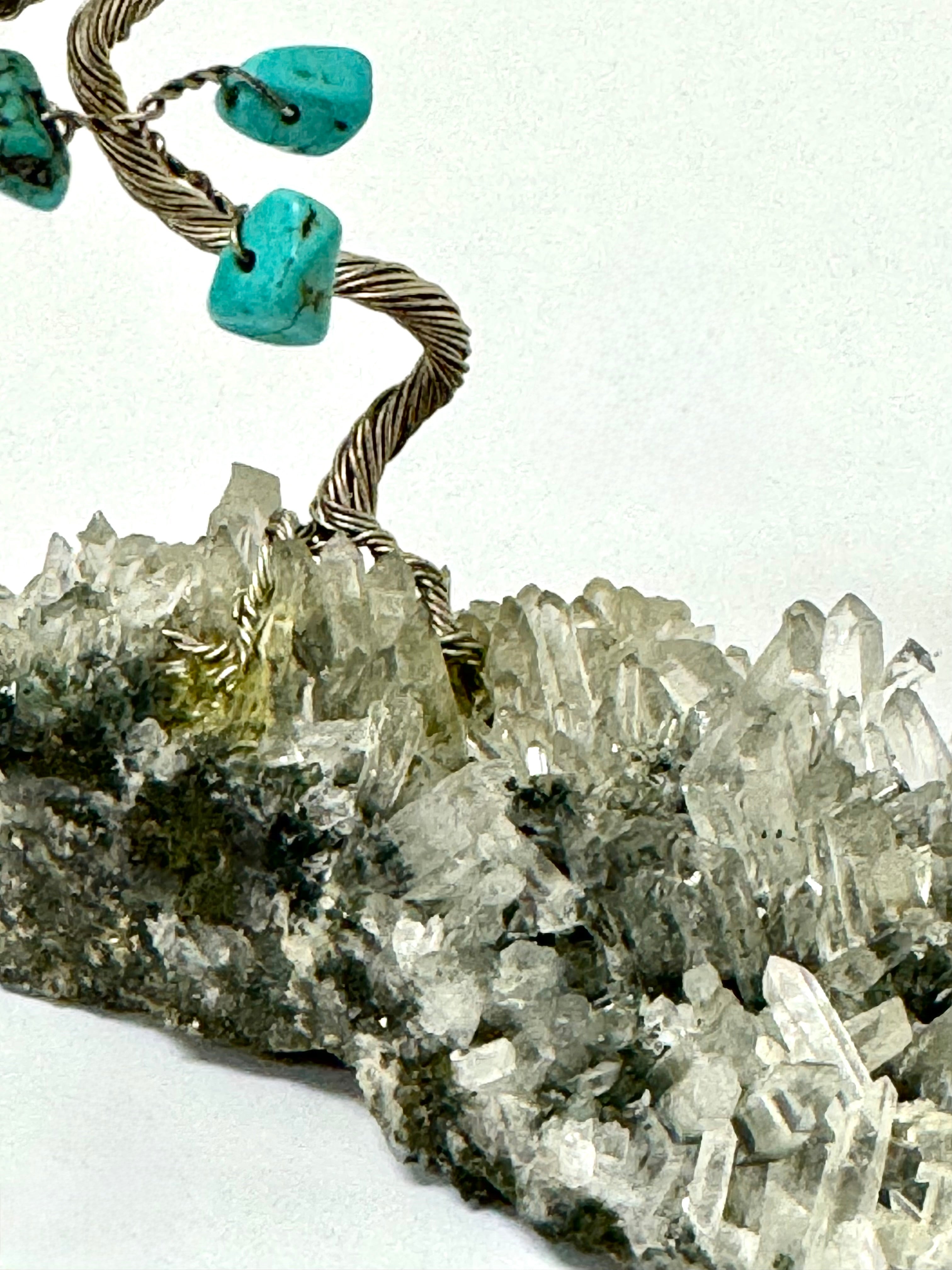 Turquoise Bonsai Tree on Natural Quartz Base