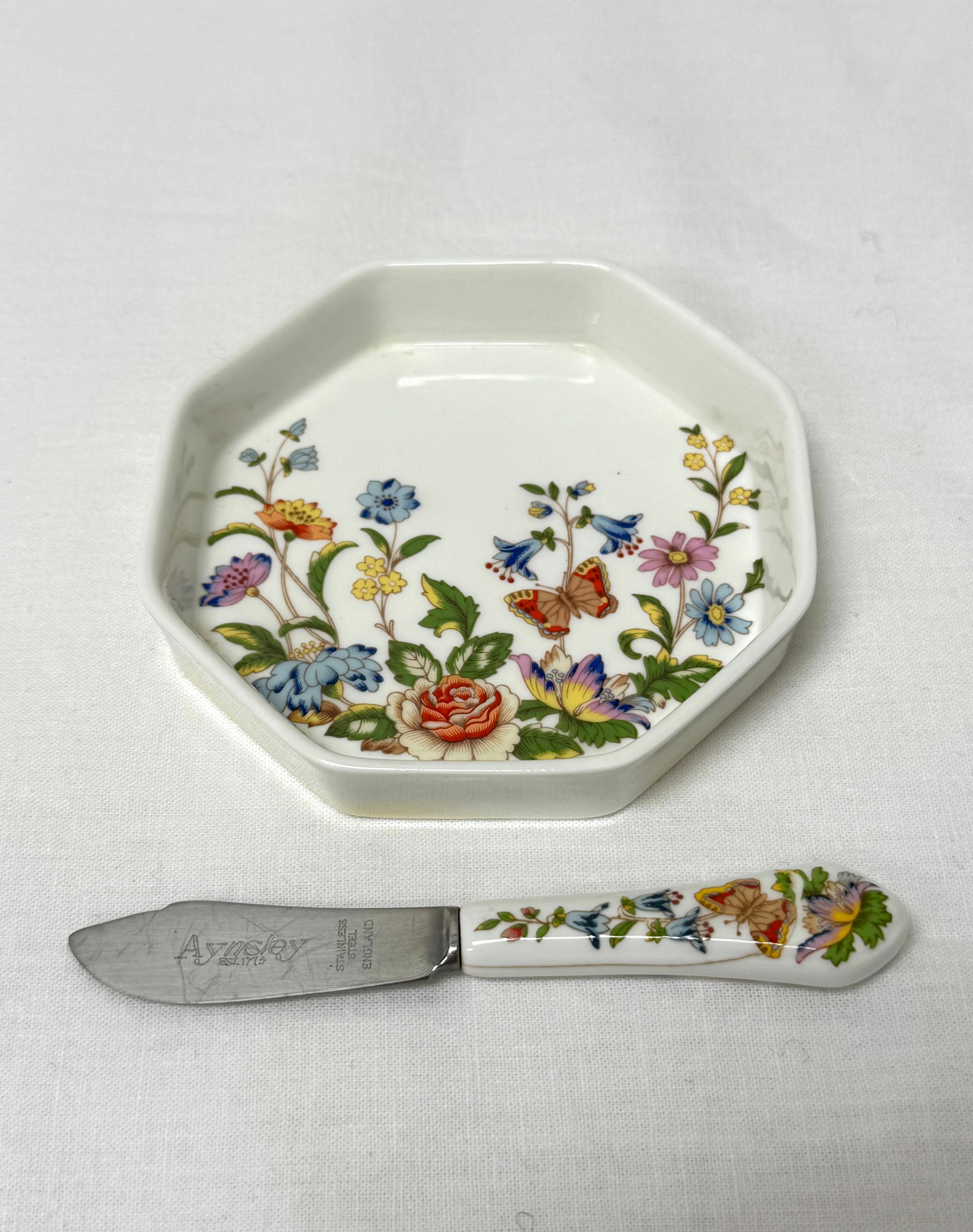 AYNSLEY 'Cottage Garden' Butter Dish & Knife