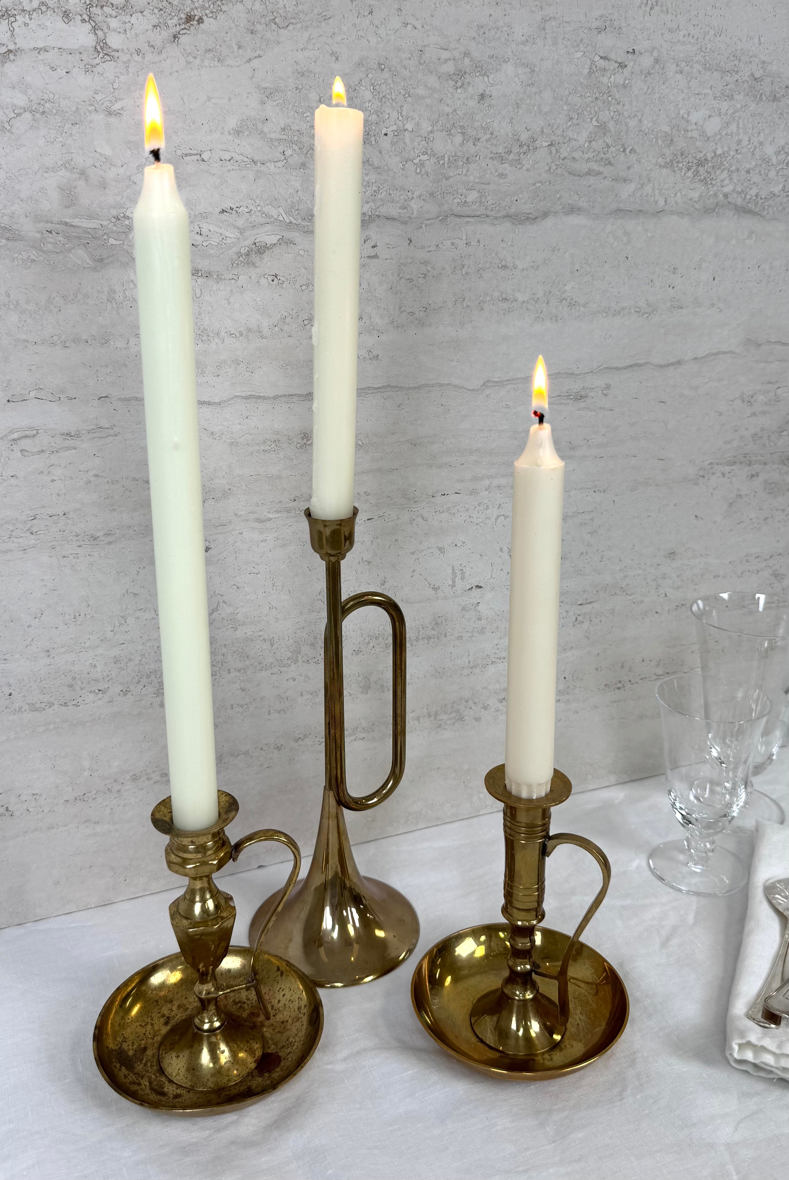 Vintage Worn Brass Chamber Candle Holder