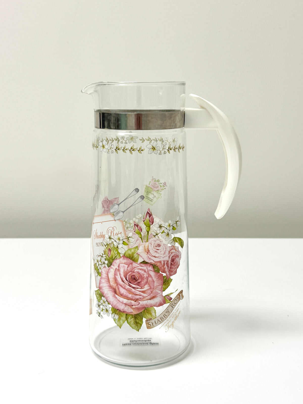 'Shabby Rose' Glass Pitcher