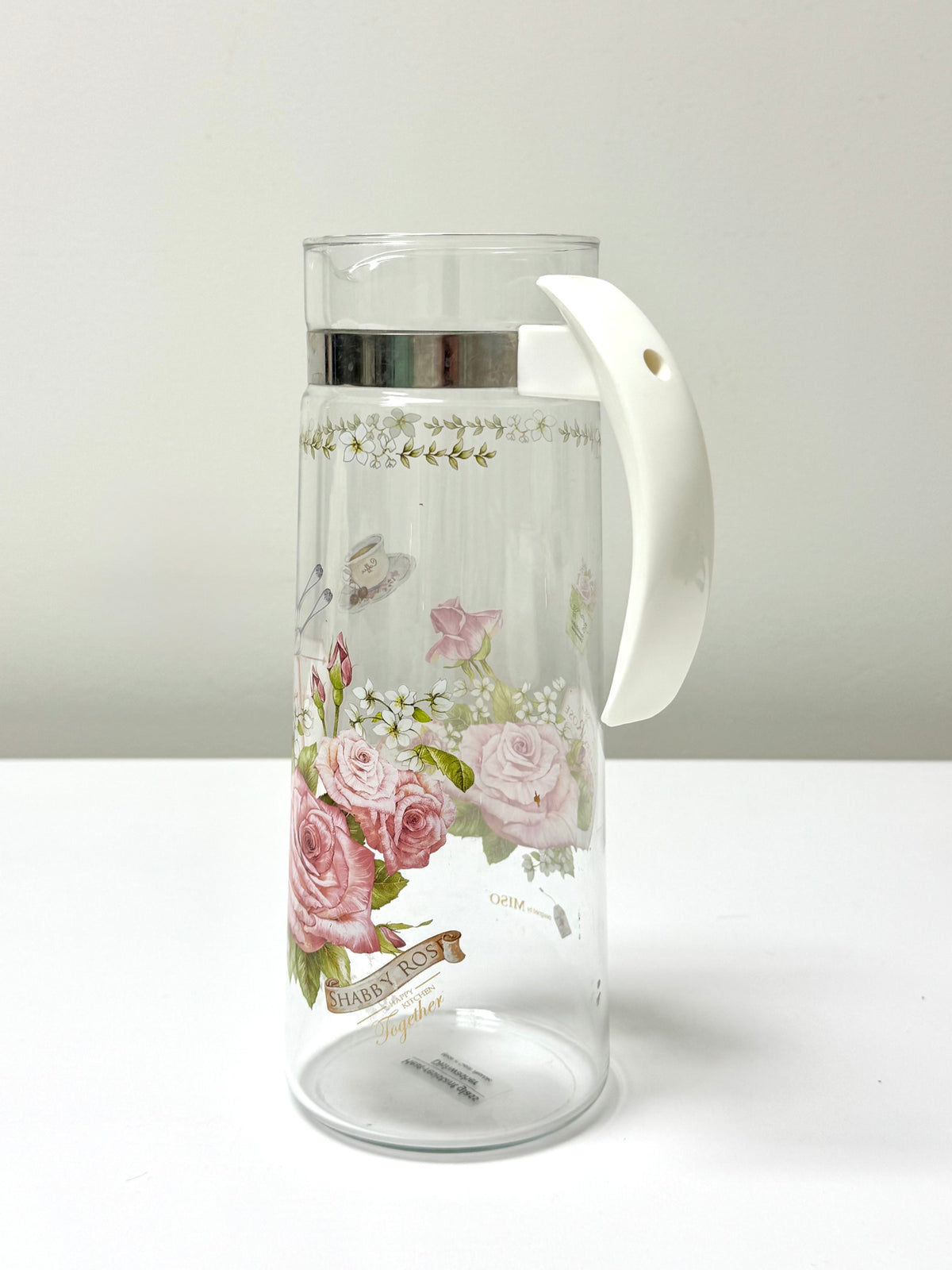 'Shabby Rose' Glass Pitcher
