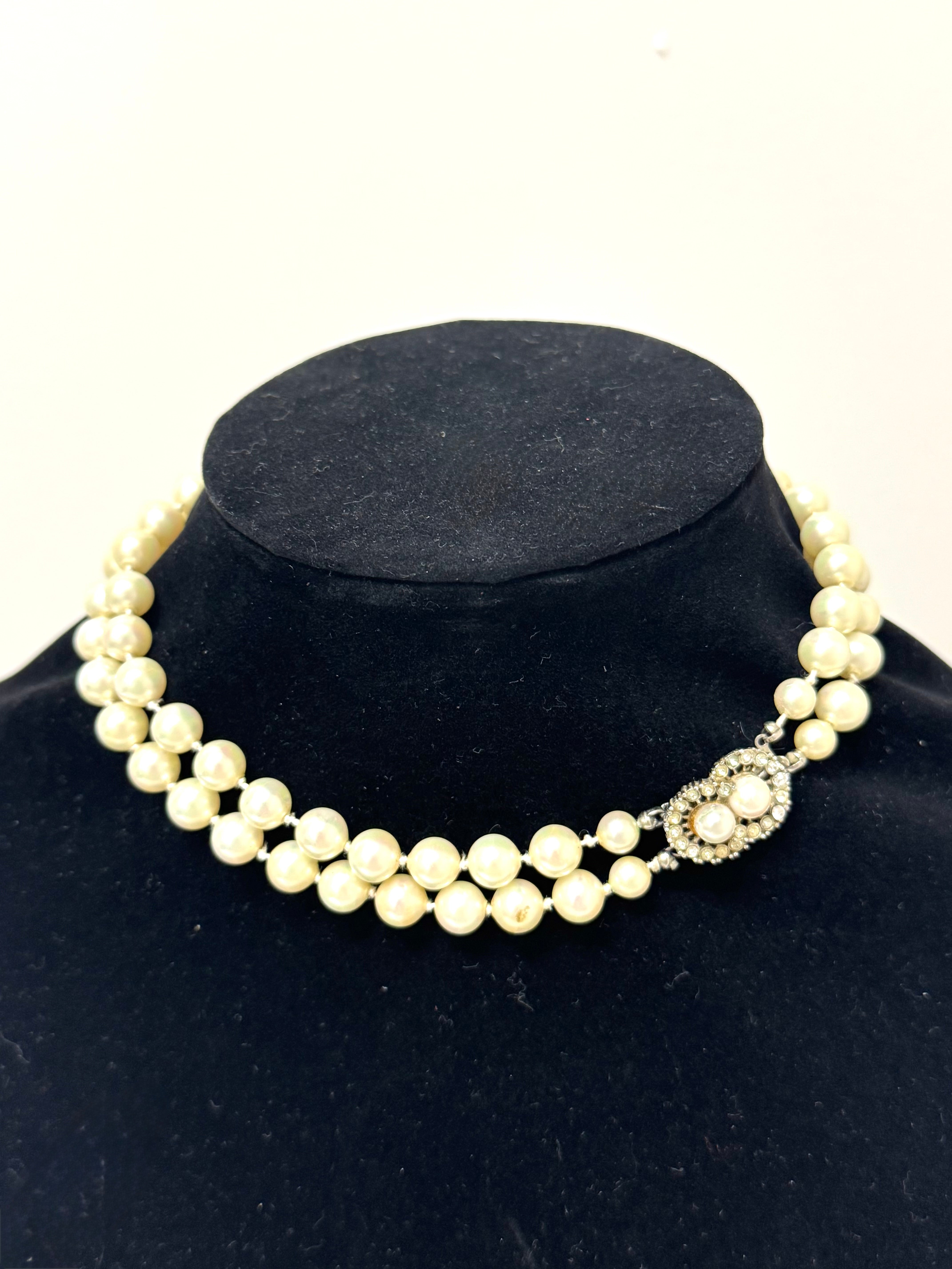 Faux Pearl 13" Double-strand Choker