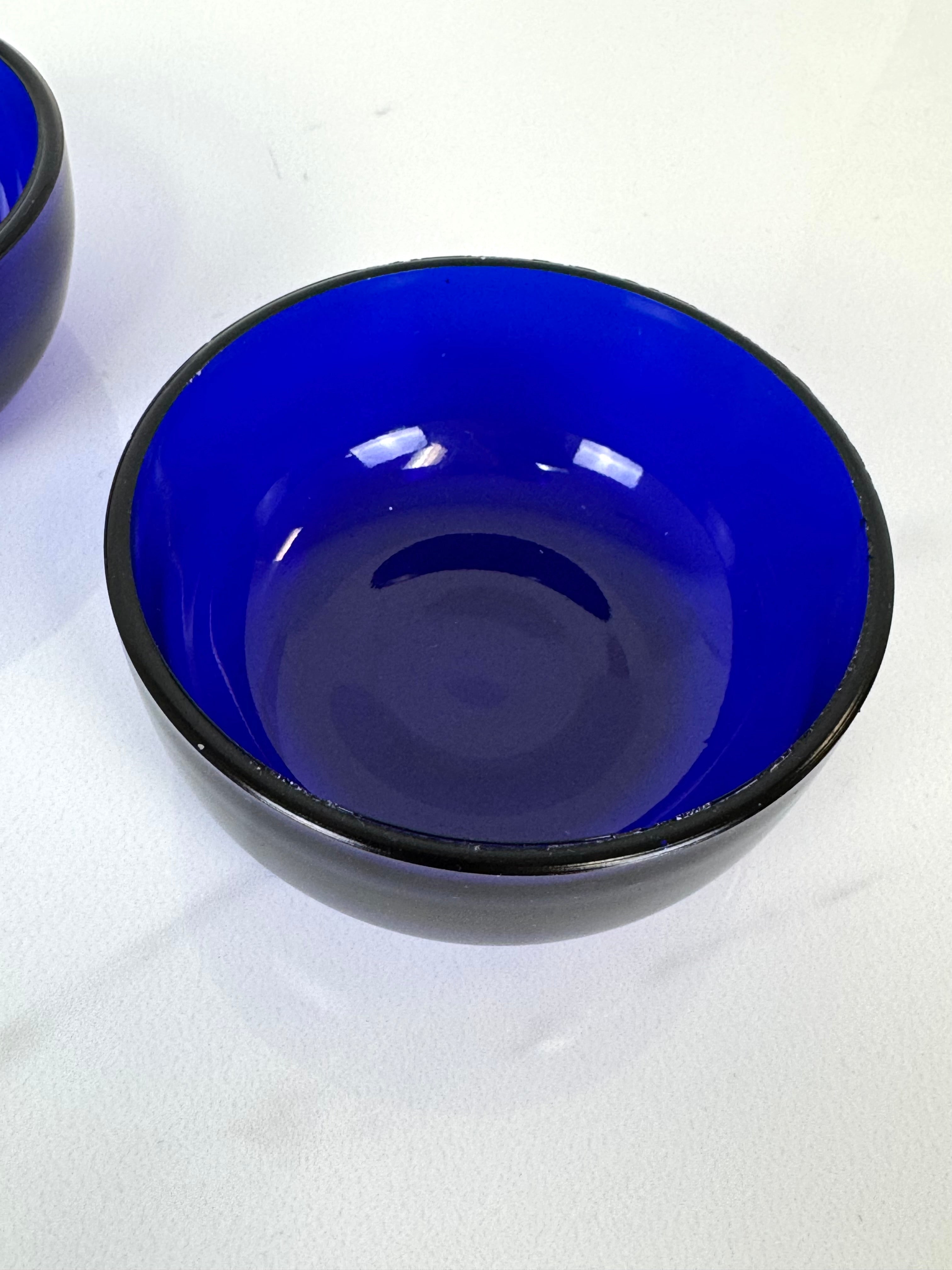 Vintage Cobalt Blue Glass Open Cream & Sugar Set