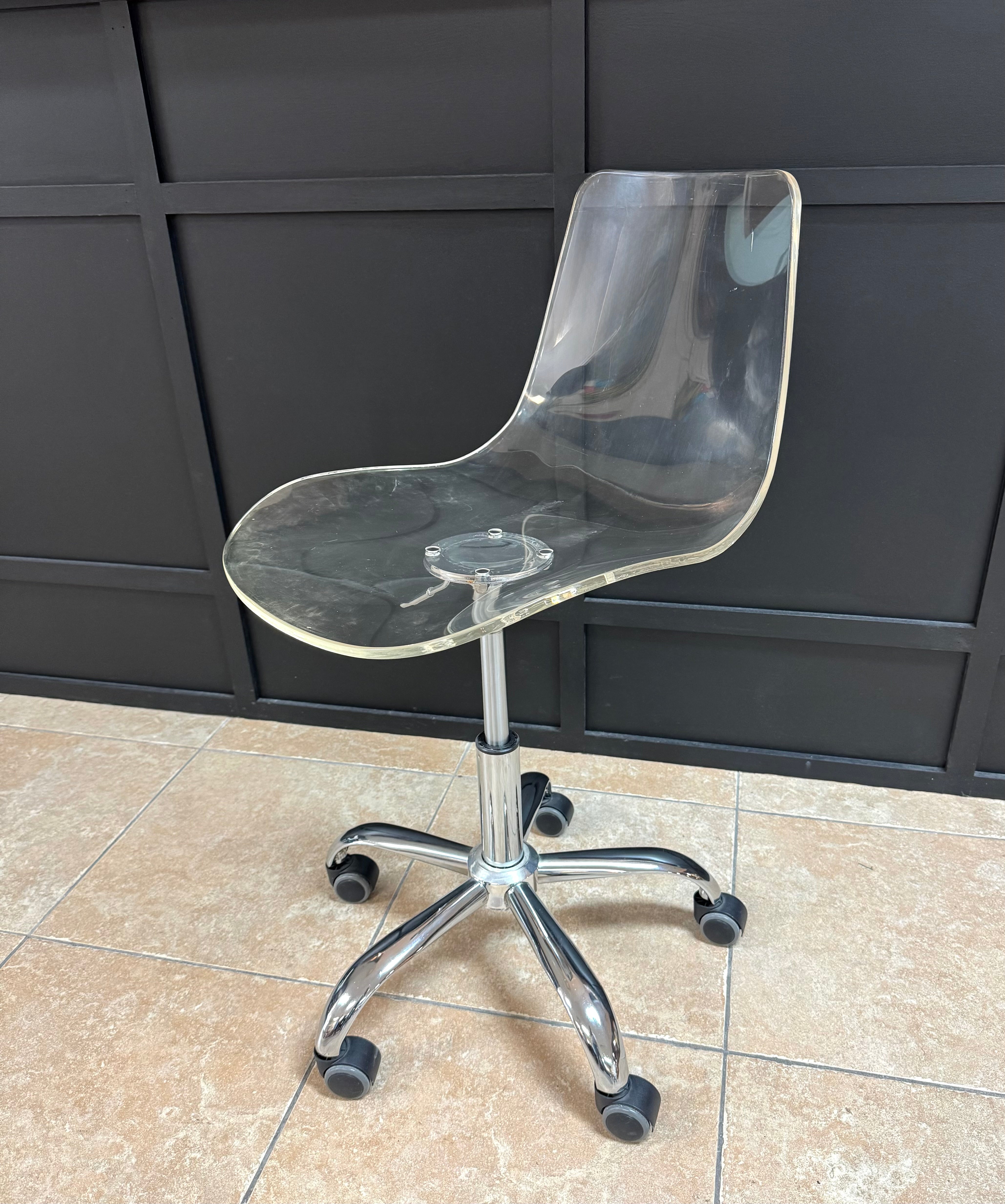 Clear Acrylic Office Chair with Chrome Base