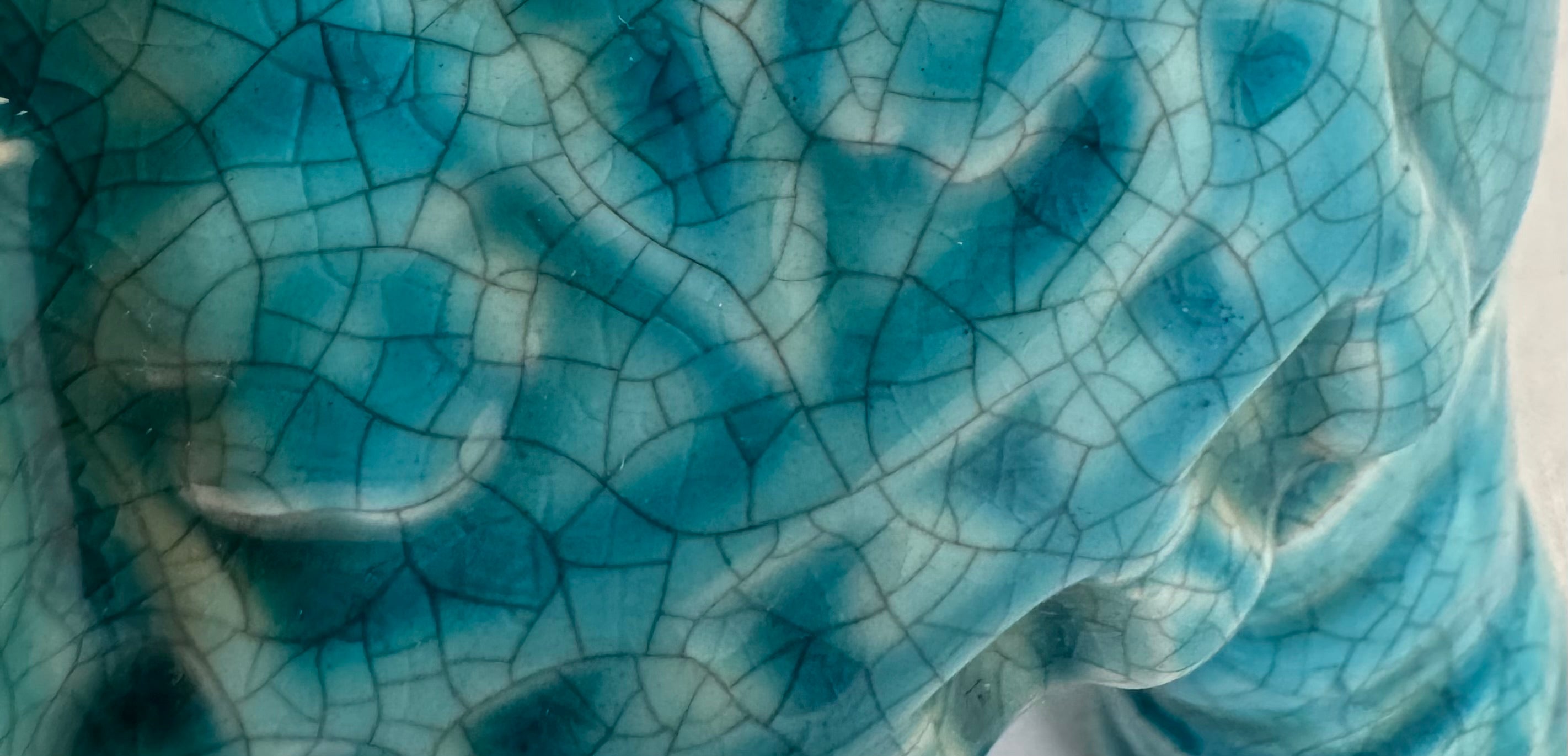 Turquoise Crackle Glaze Ceramic Elephant