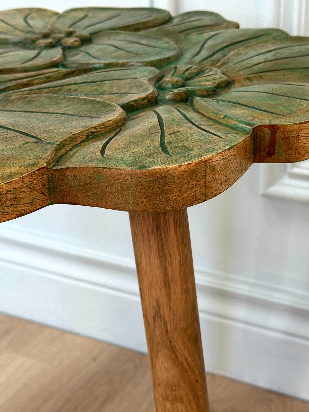 Green Wash Flower Side Table