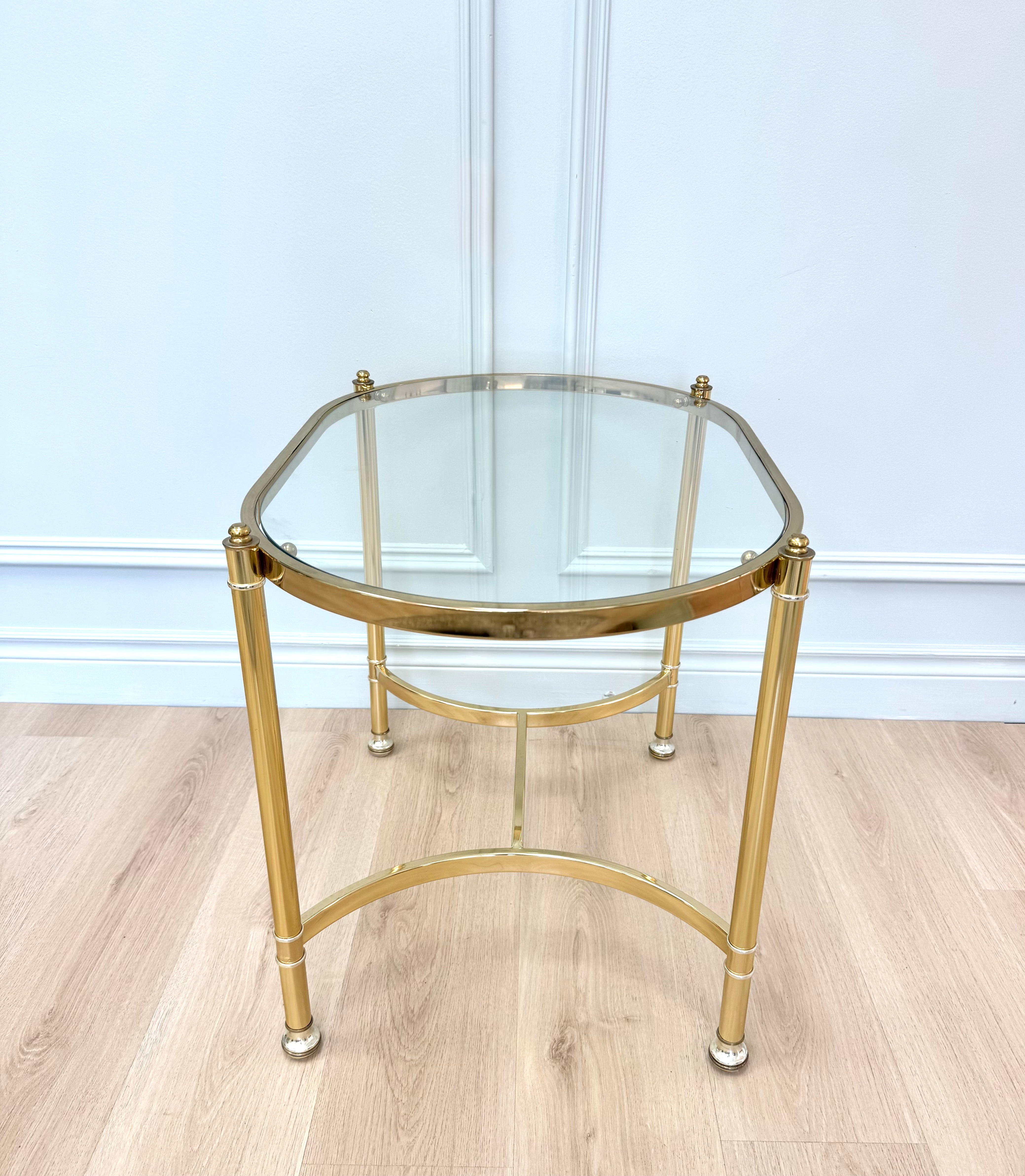 Vintage Brass Glass-top Side Table