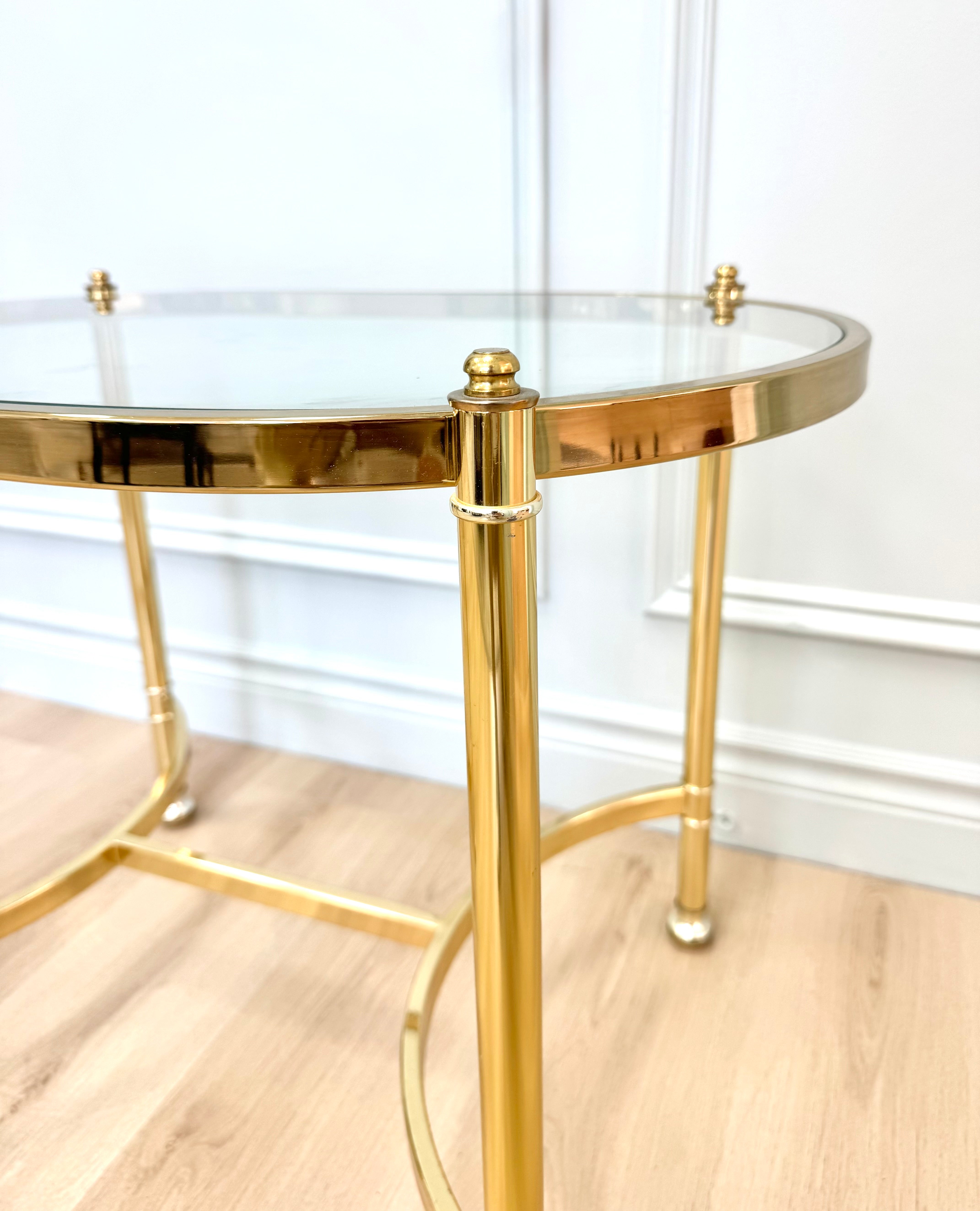 Vintage Brass Glass-top Side Table