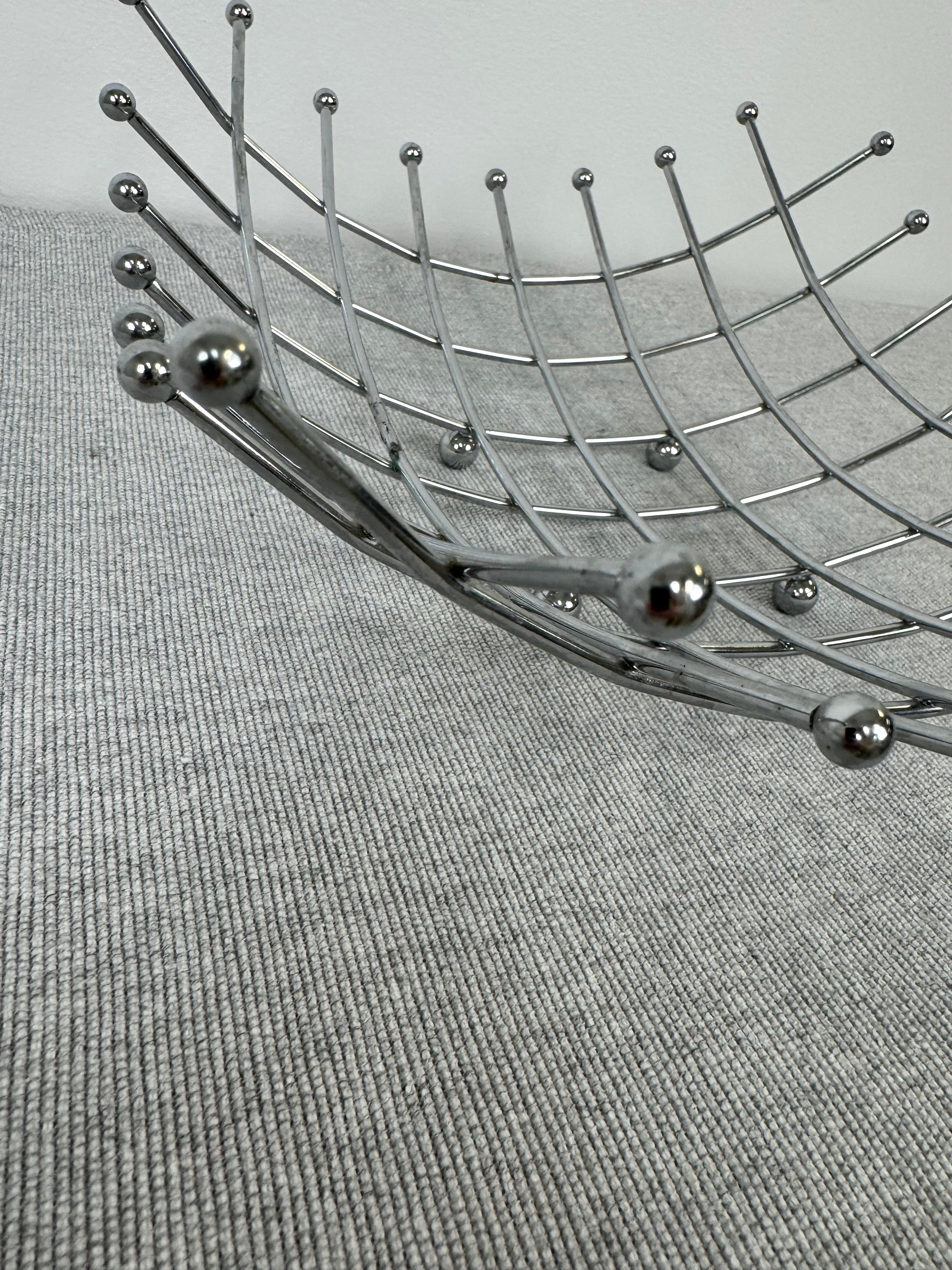 Vintage Chrome Wire Fruit Basket