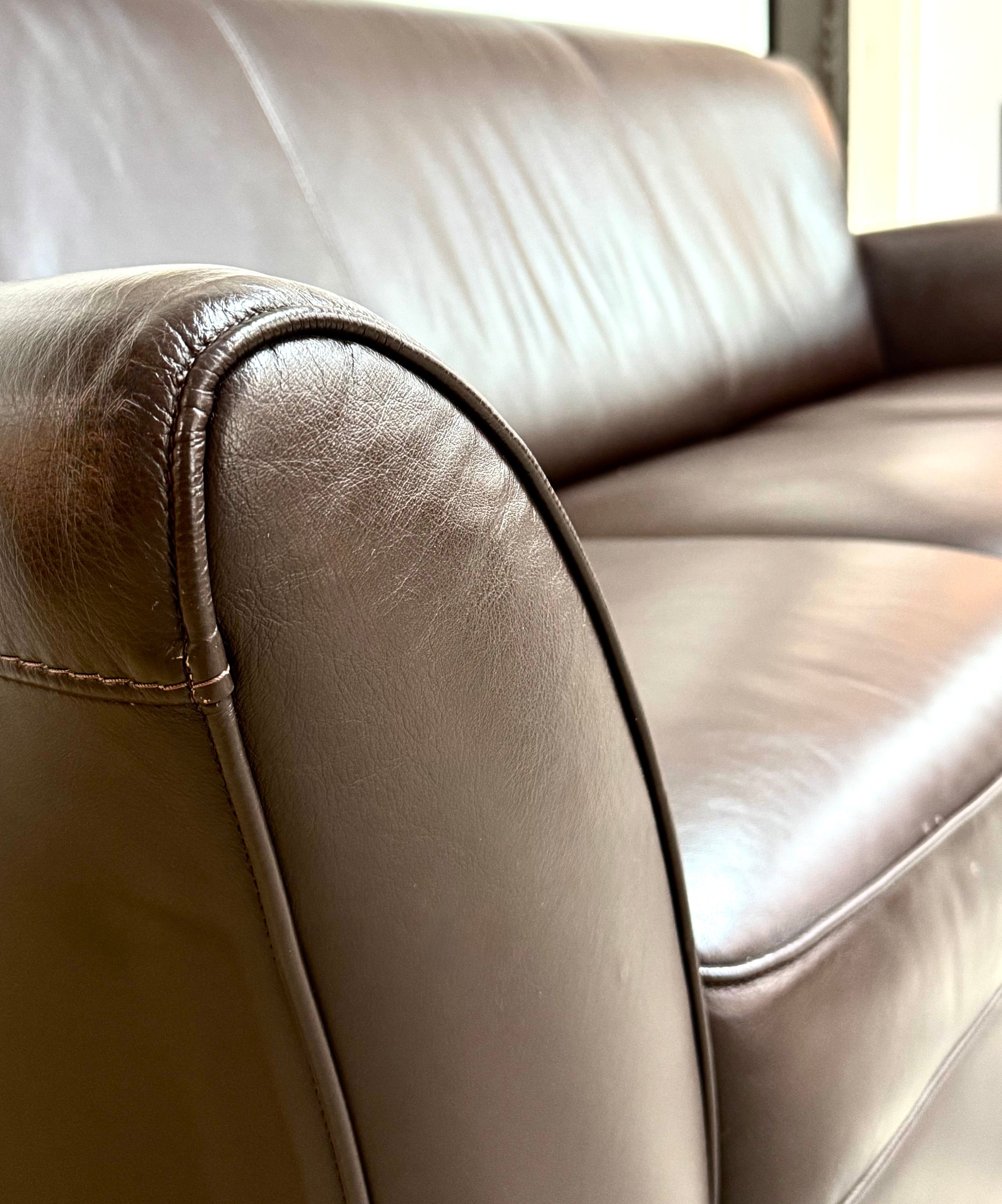 NATUZZI Chocolate Brown Leather 86" Sofa