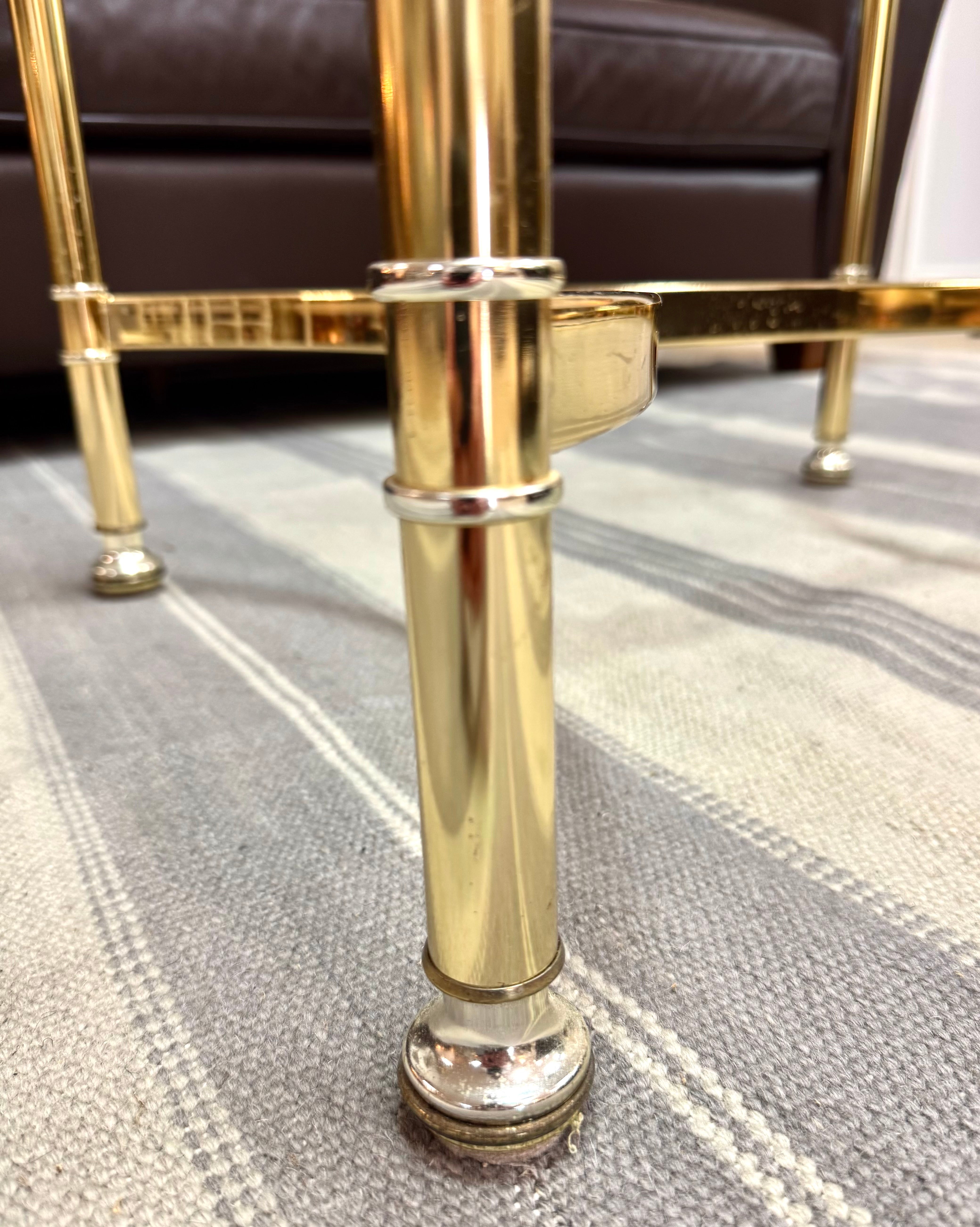Vintage Brass Glass-top Side Table