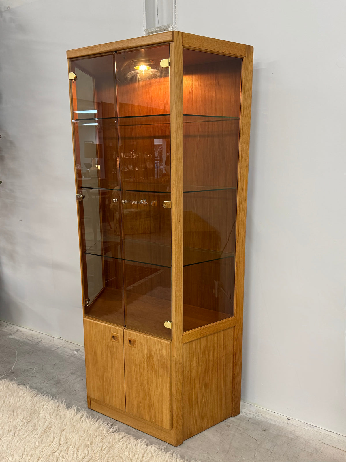 Vintage MCM Teak Lighted Cabinet