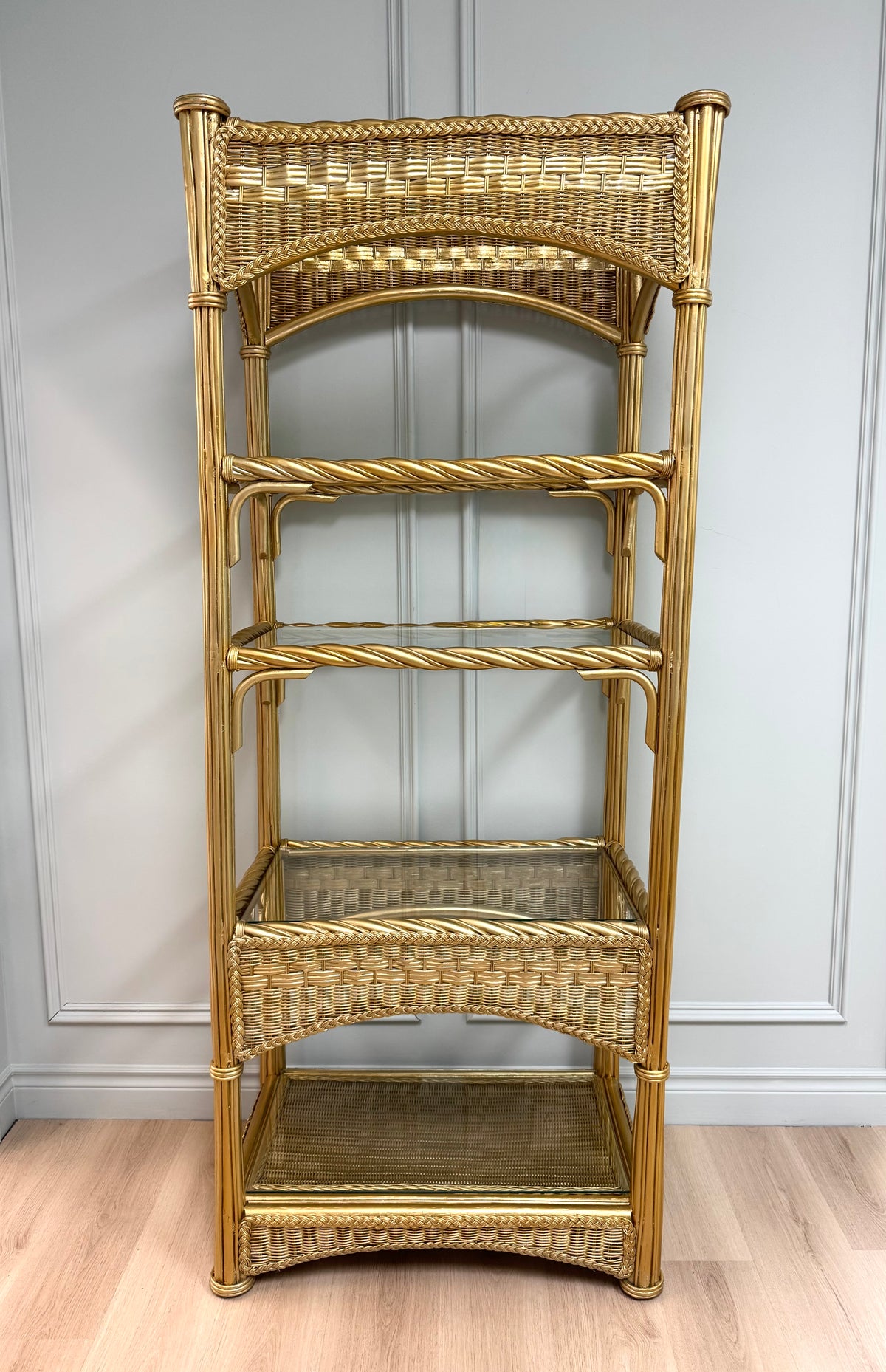 Gold Wicker & Rattan Shelf