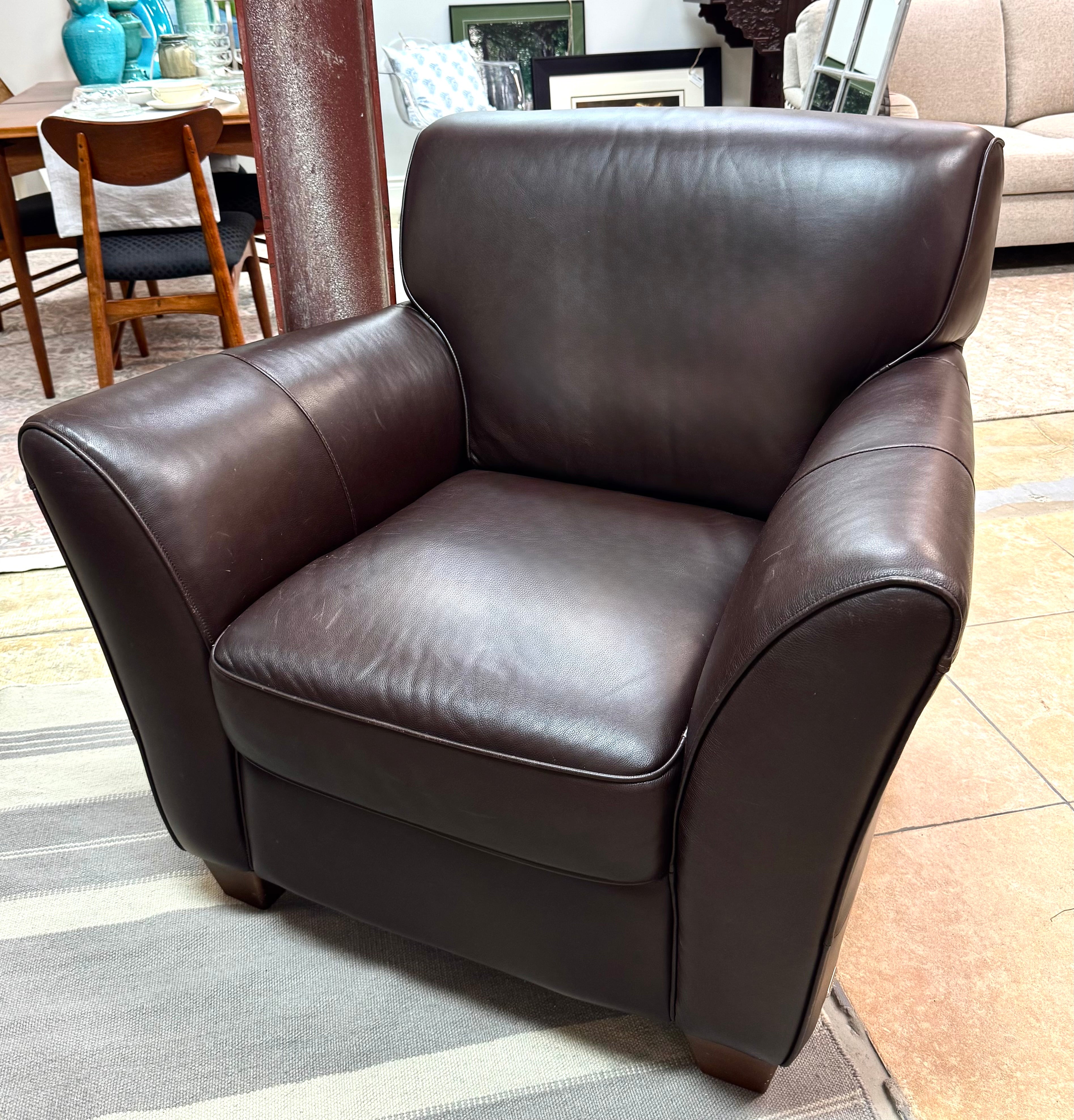 NATUZZI Chocolate Brown Leather Chair