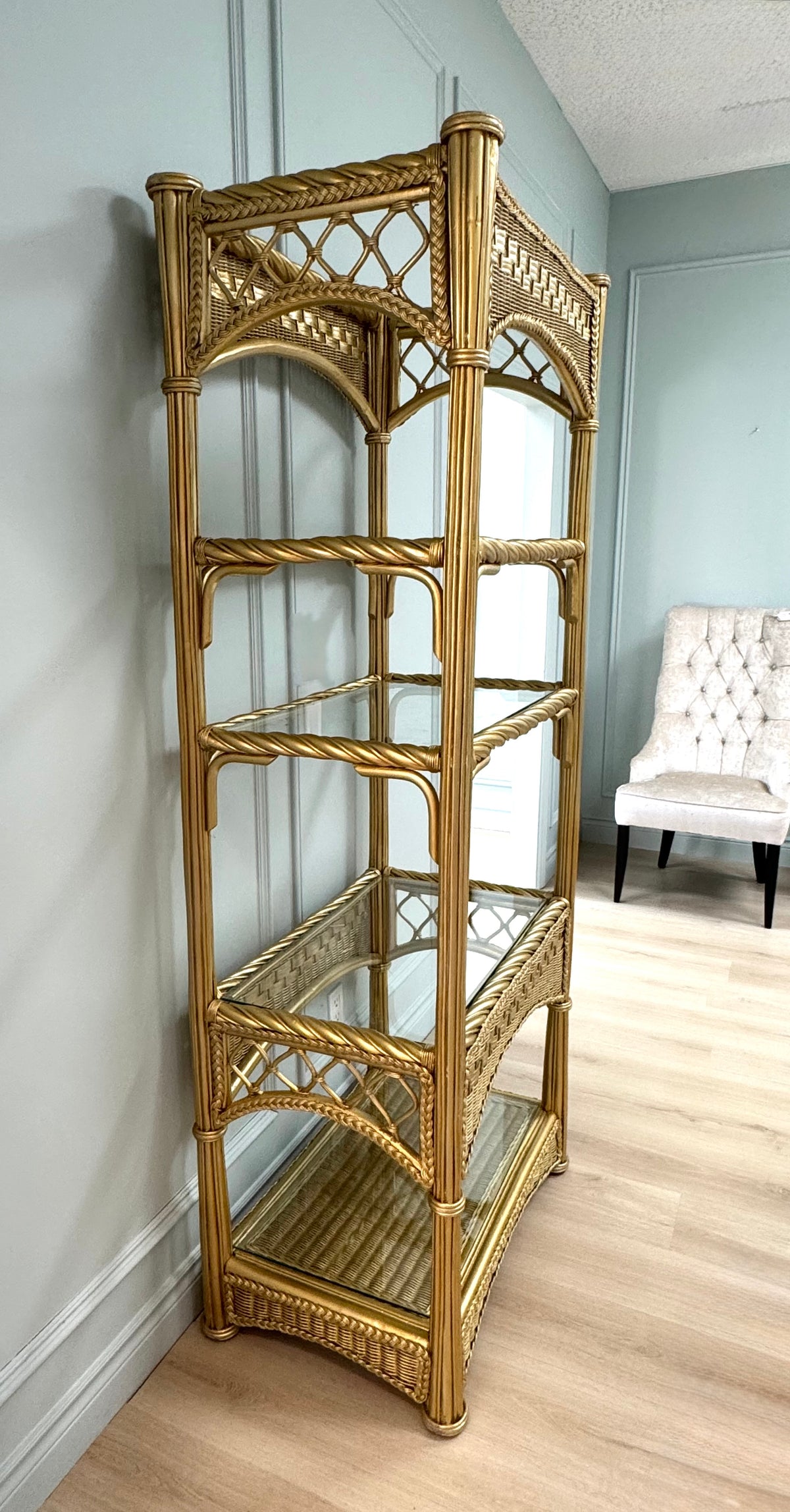 Gold Wicker & Rattan Shelf