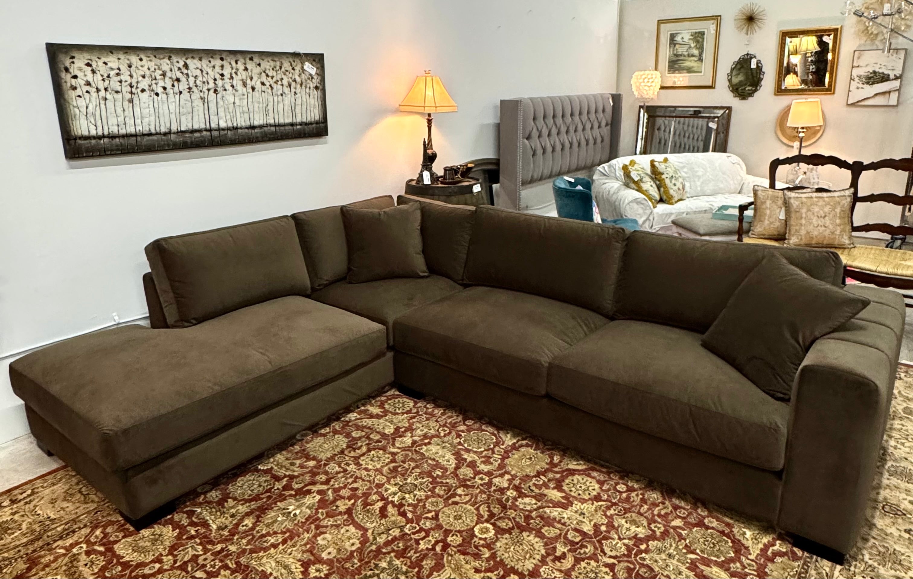 Dark Brown Velvet Sectional