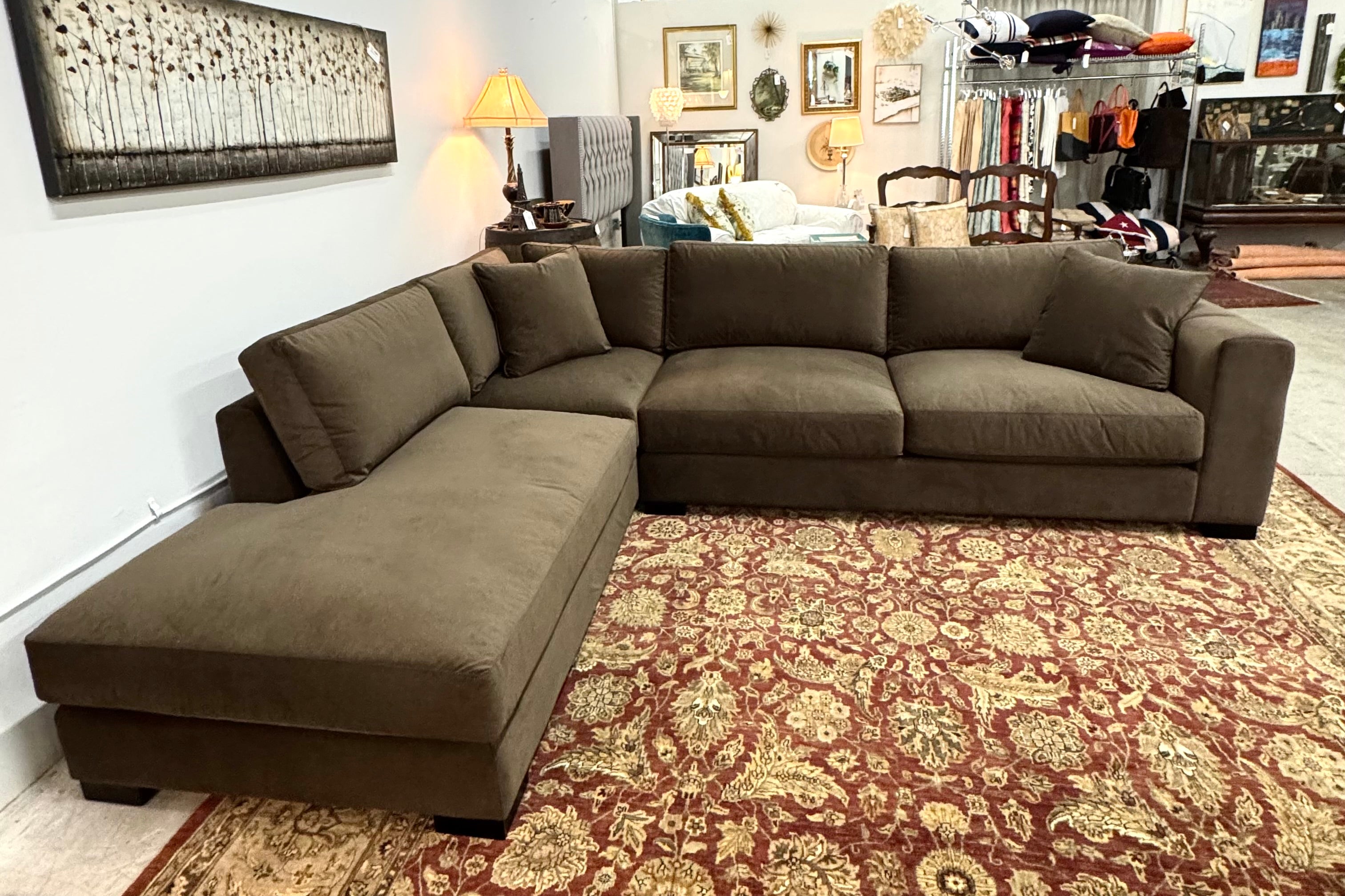 Dark Brown Velvet Sectional