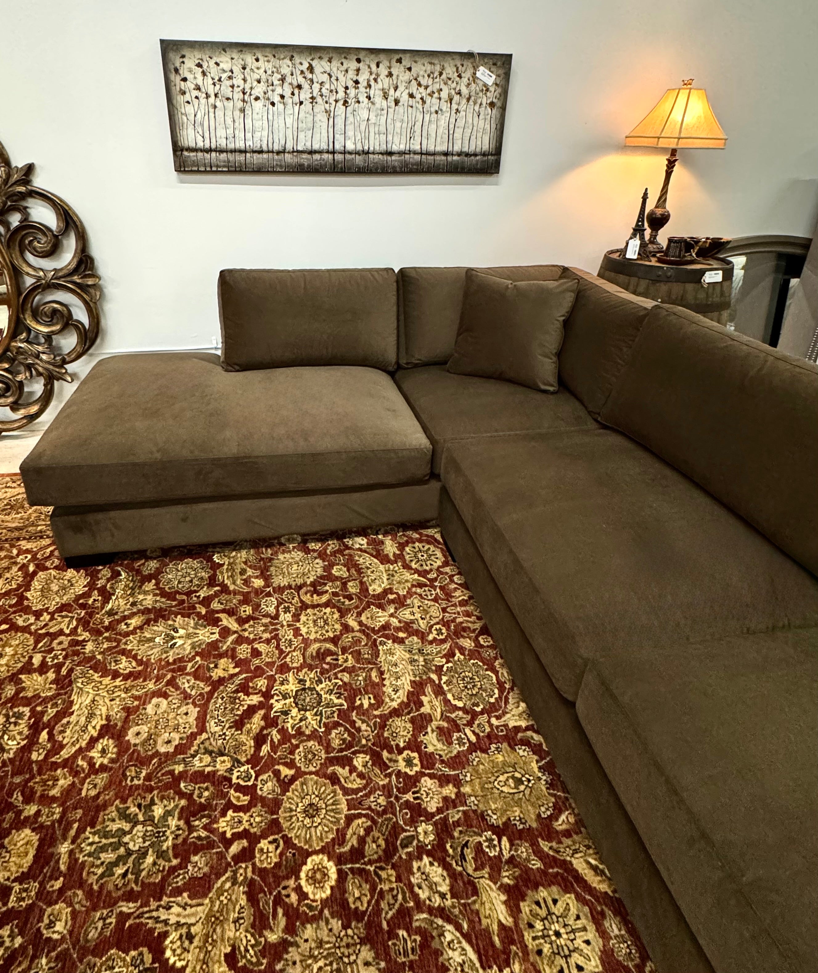 Dark Brown Velvet Sectional