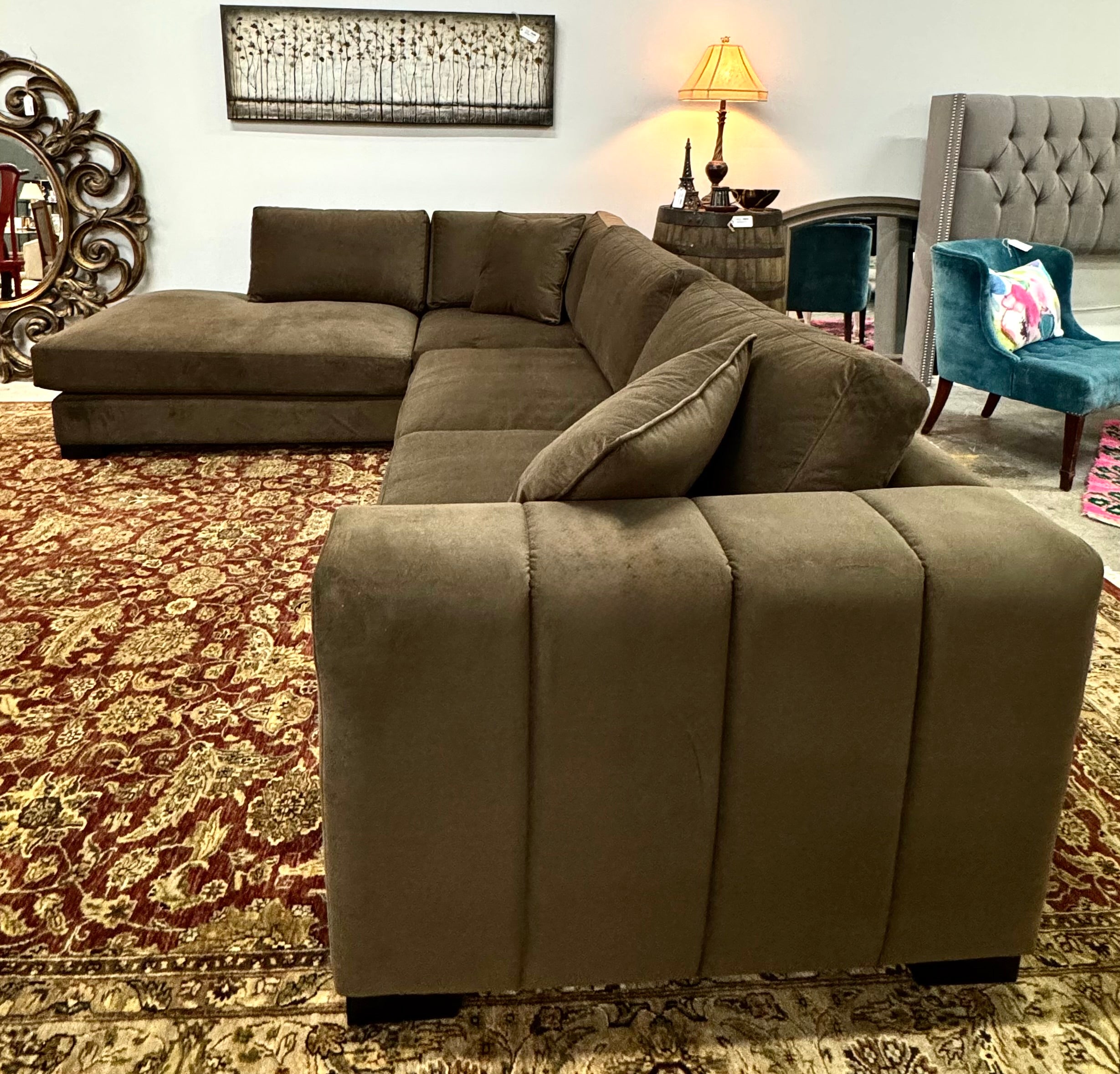 Dark Brown Velvet Sectional