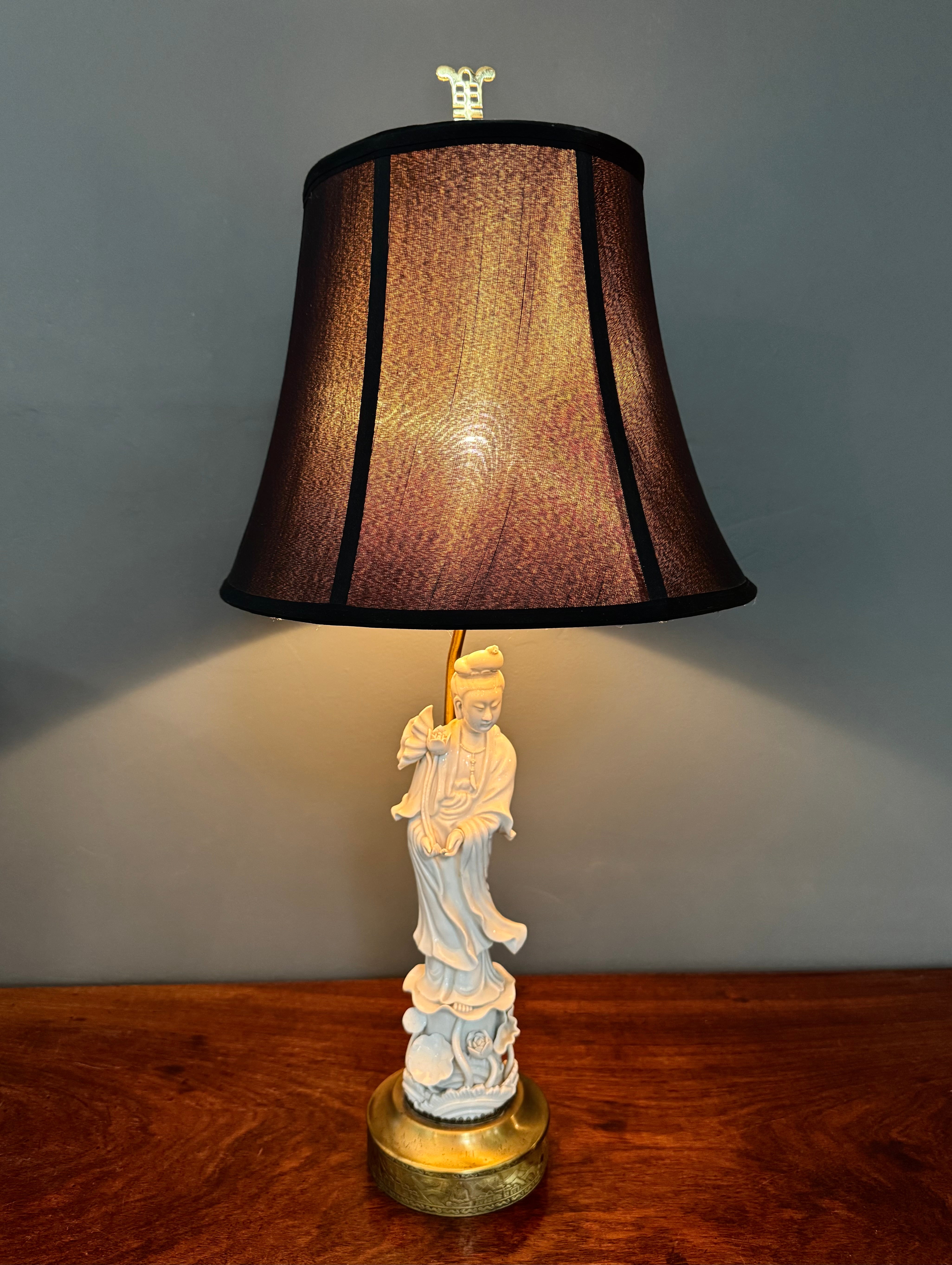 Vintage Blanc de Chine Guanyin Figurine Lamp
