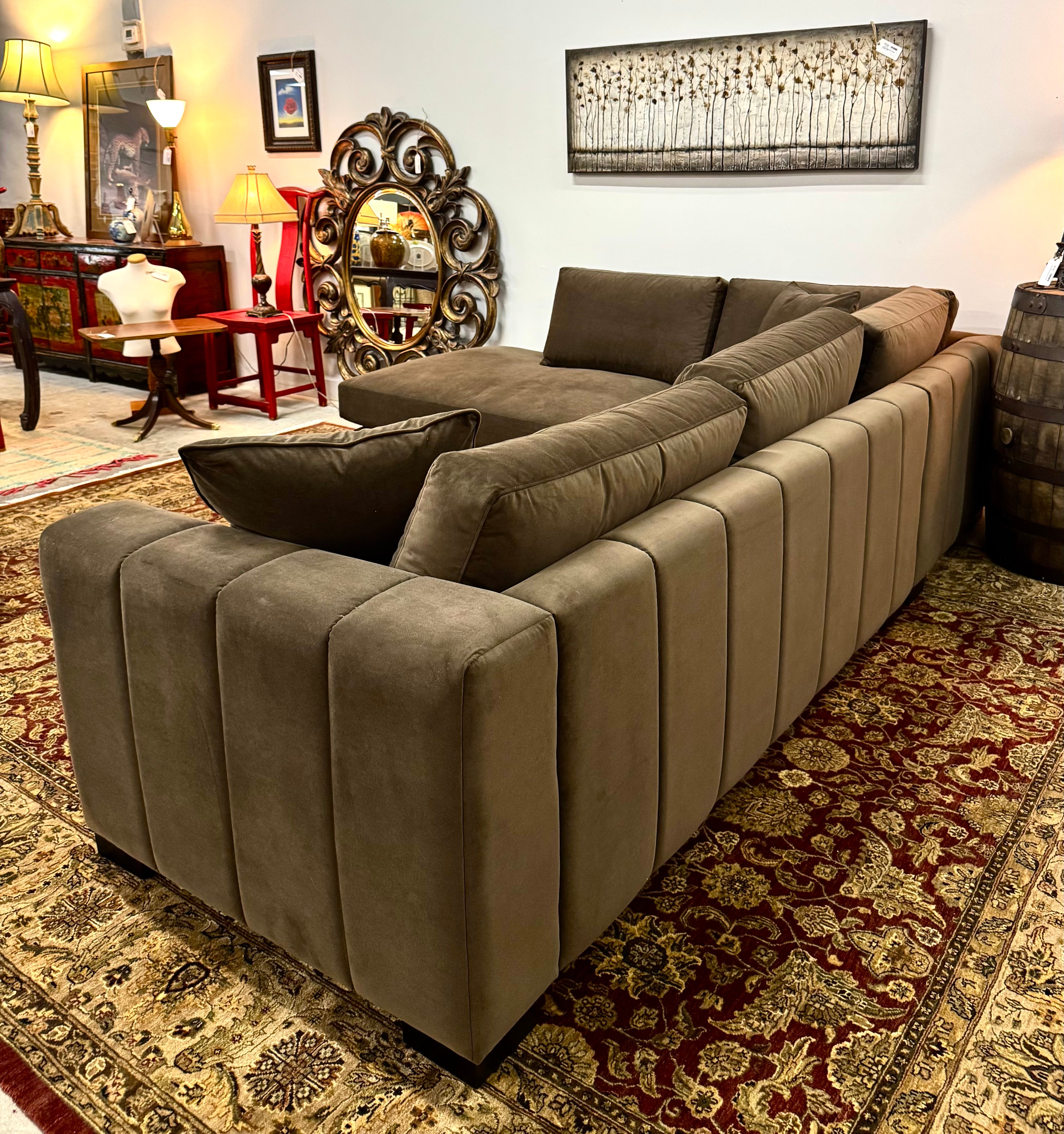 Dark Brown Velvet Sectional