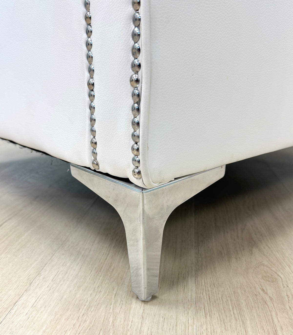 White Faux Leather Tufted Wing Chair