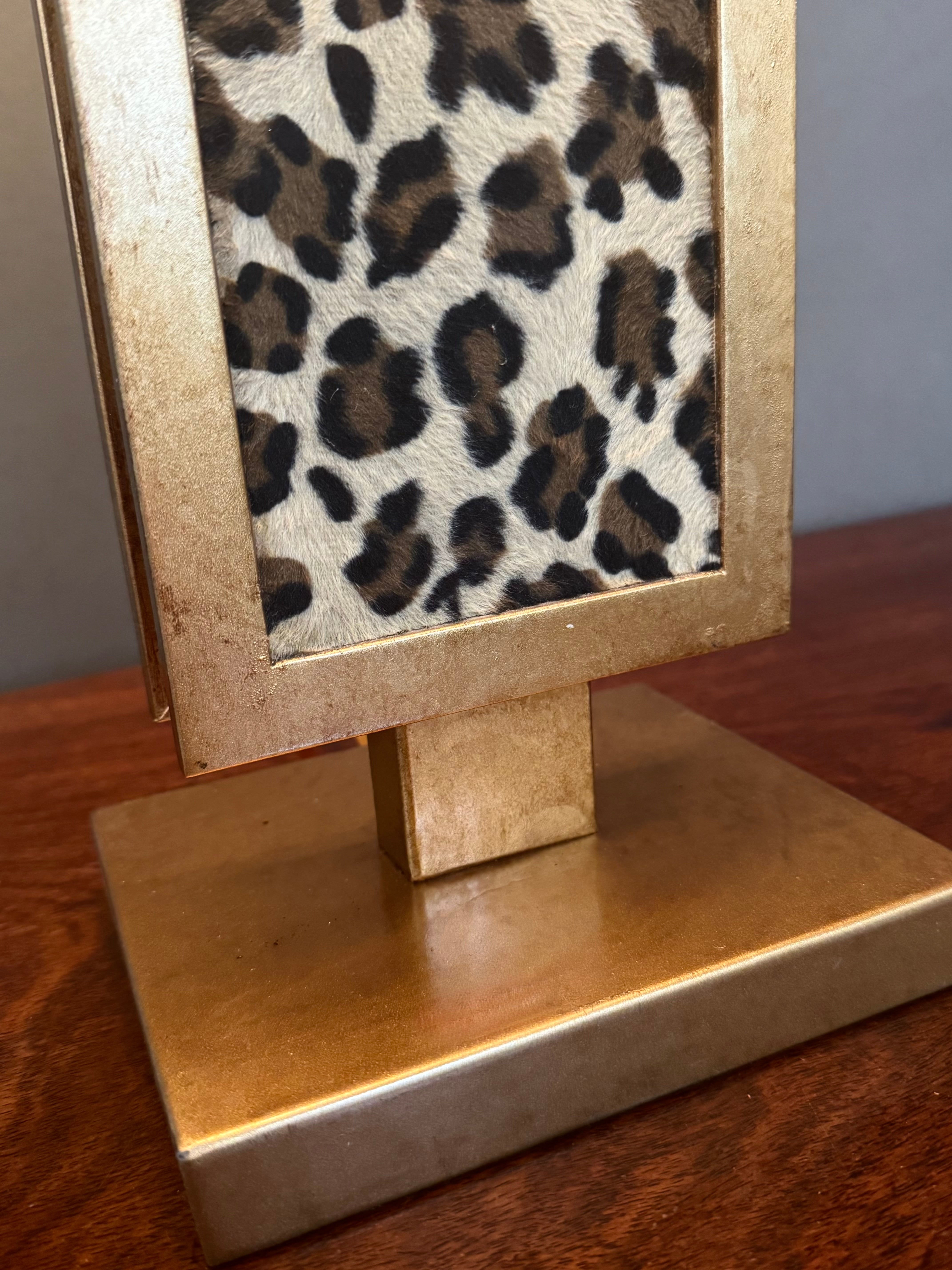 Gold Linear Lamp with Animal Print