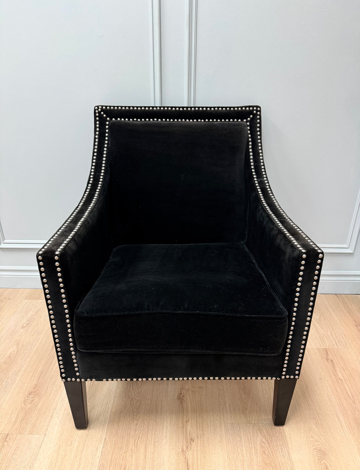 Black Velvet Slope-Arm Chair