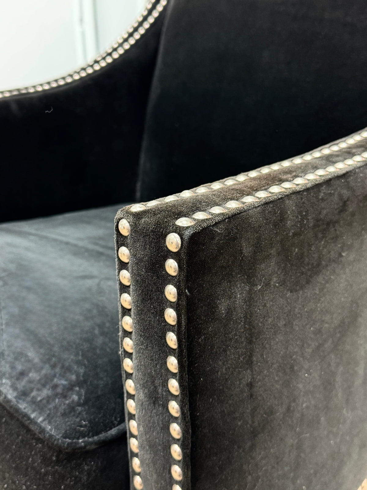 Black Velvet Slope-Arm Chair