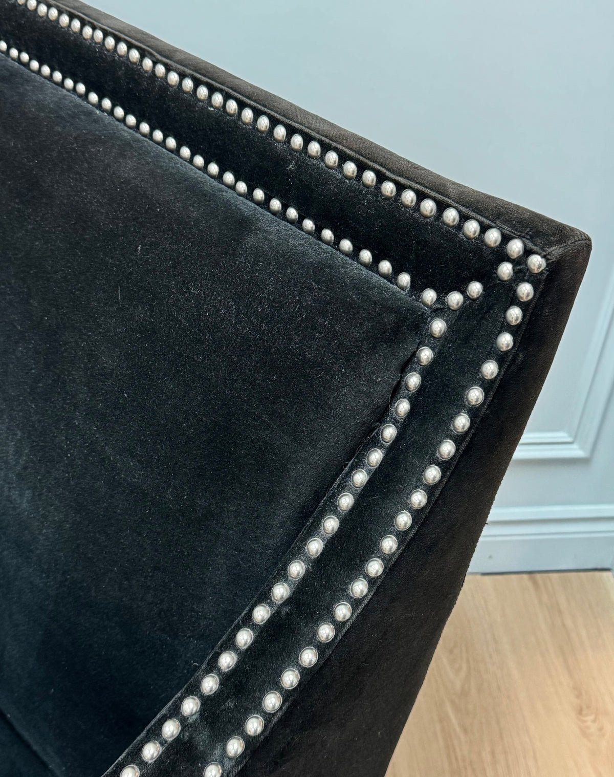Black Velvet Slope-Arm Chair