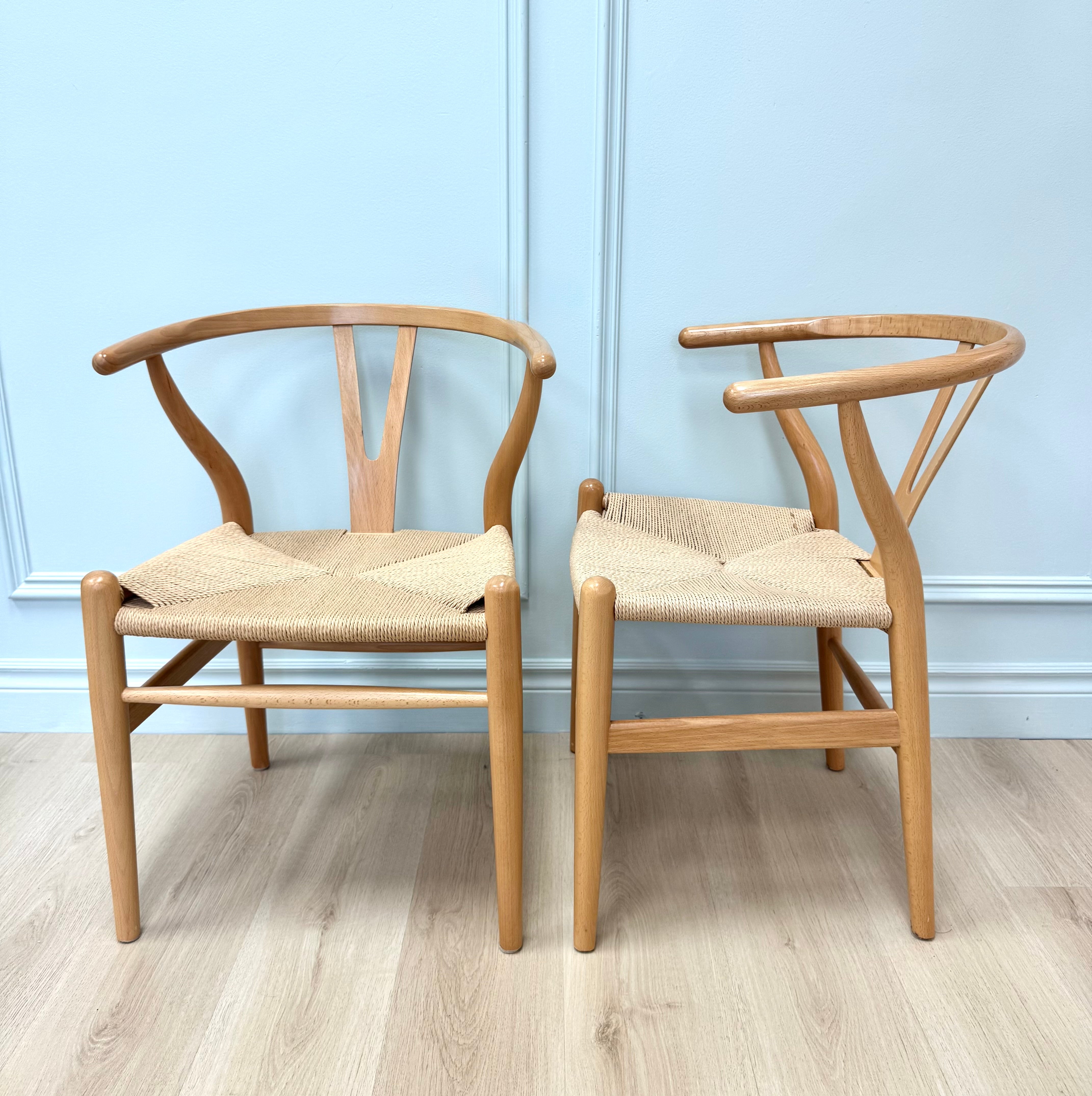 Natural Beech Wishbone Chairs Set of 2
