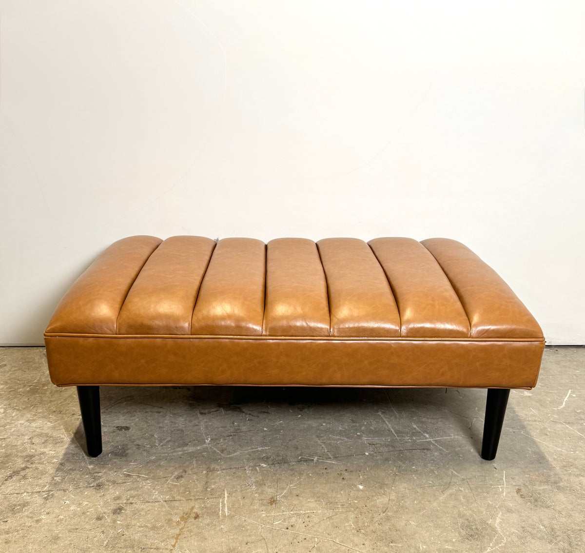 Caramel Faux Leather Ottoman