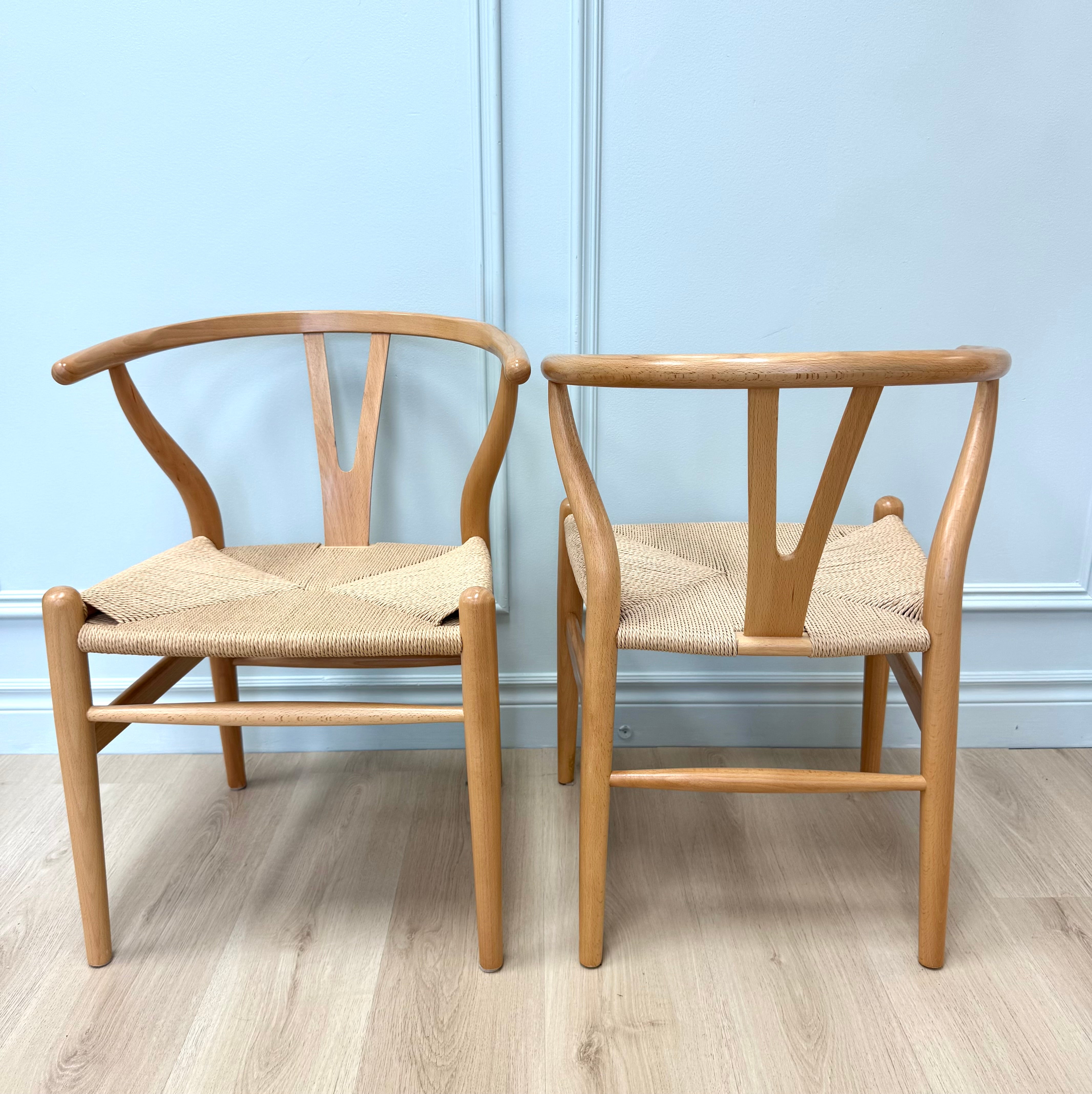 Natural Beech Wishbone Chairs Set of 2