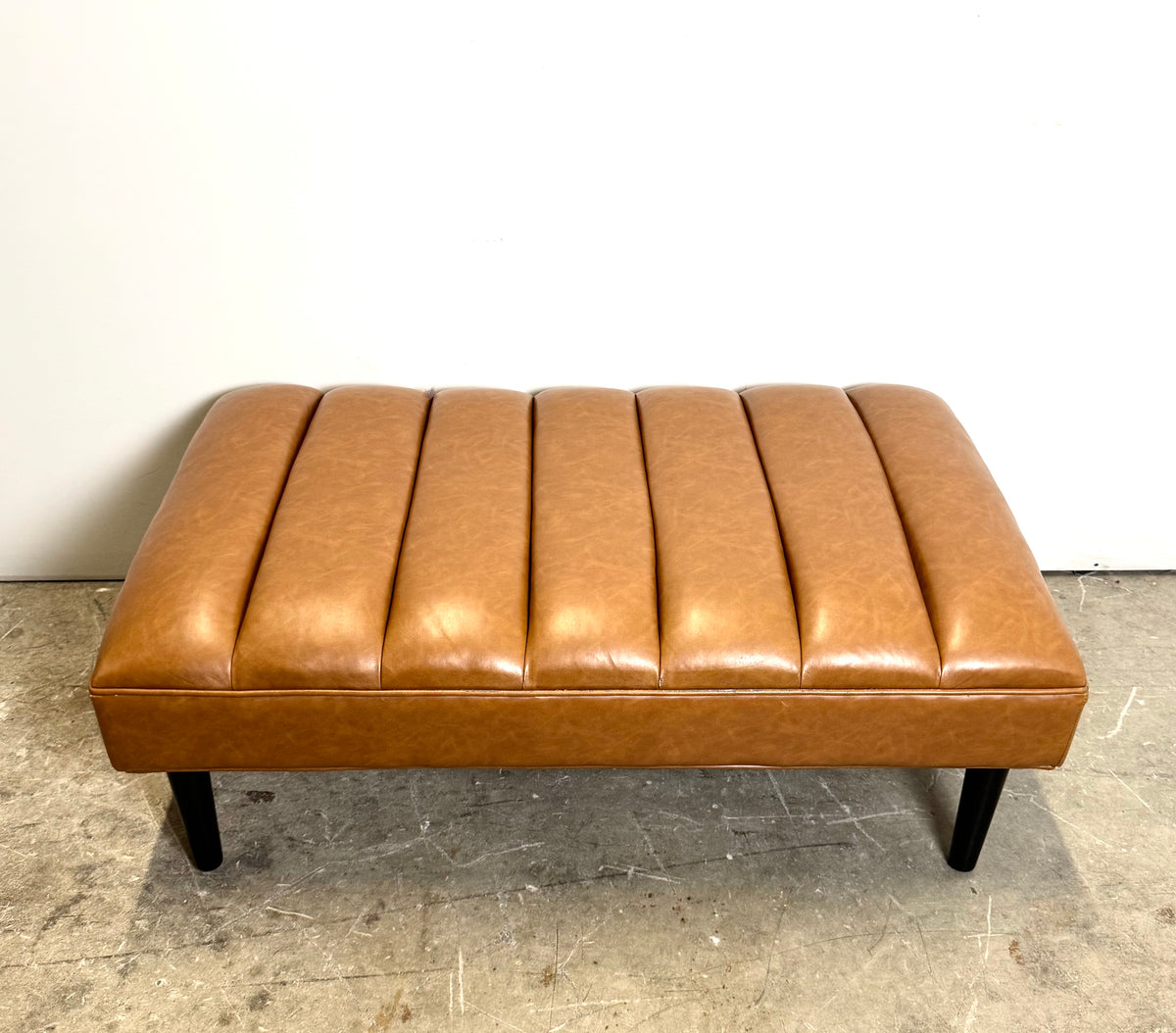 Caramel Faux Leather Ottoman