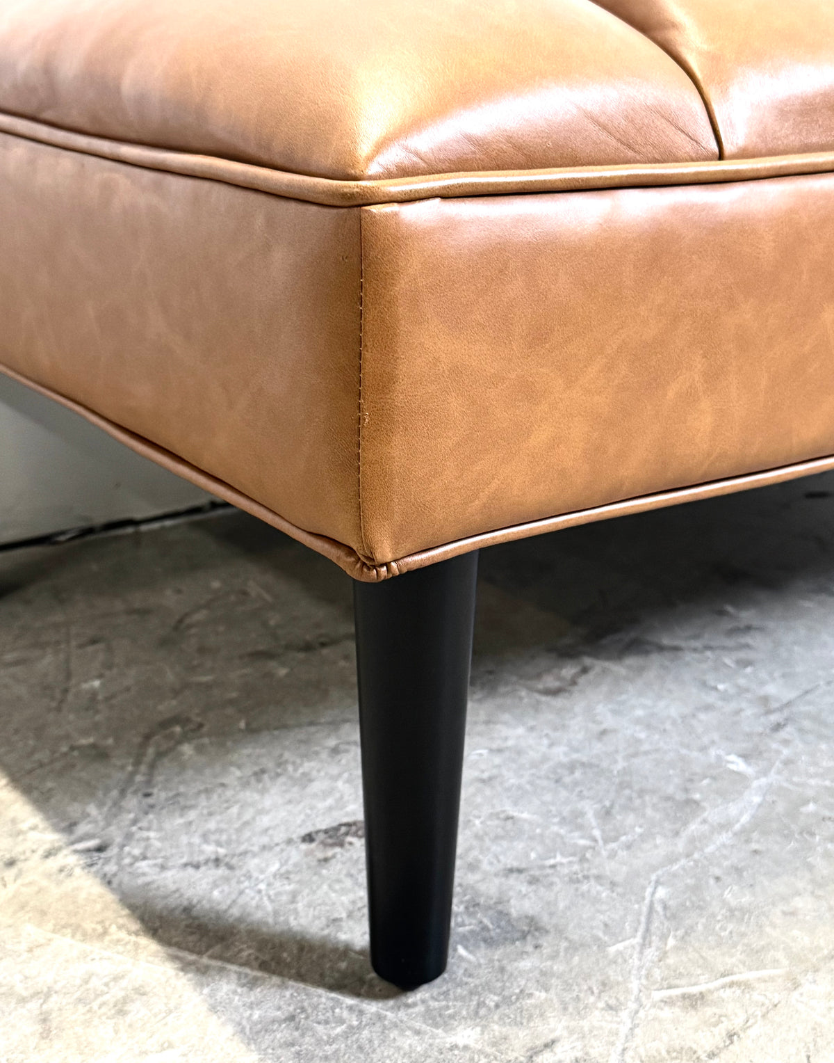 Caramel Faux Leather Ottoman