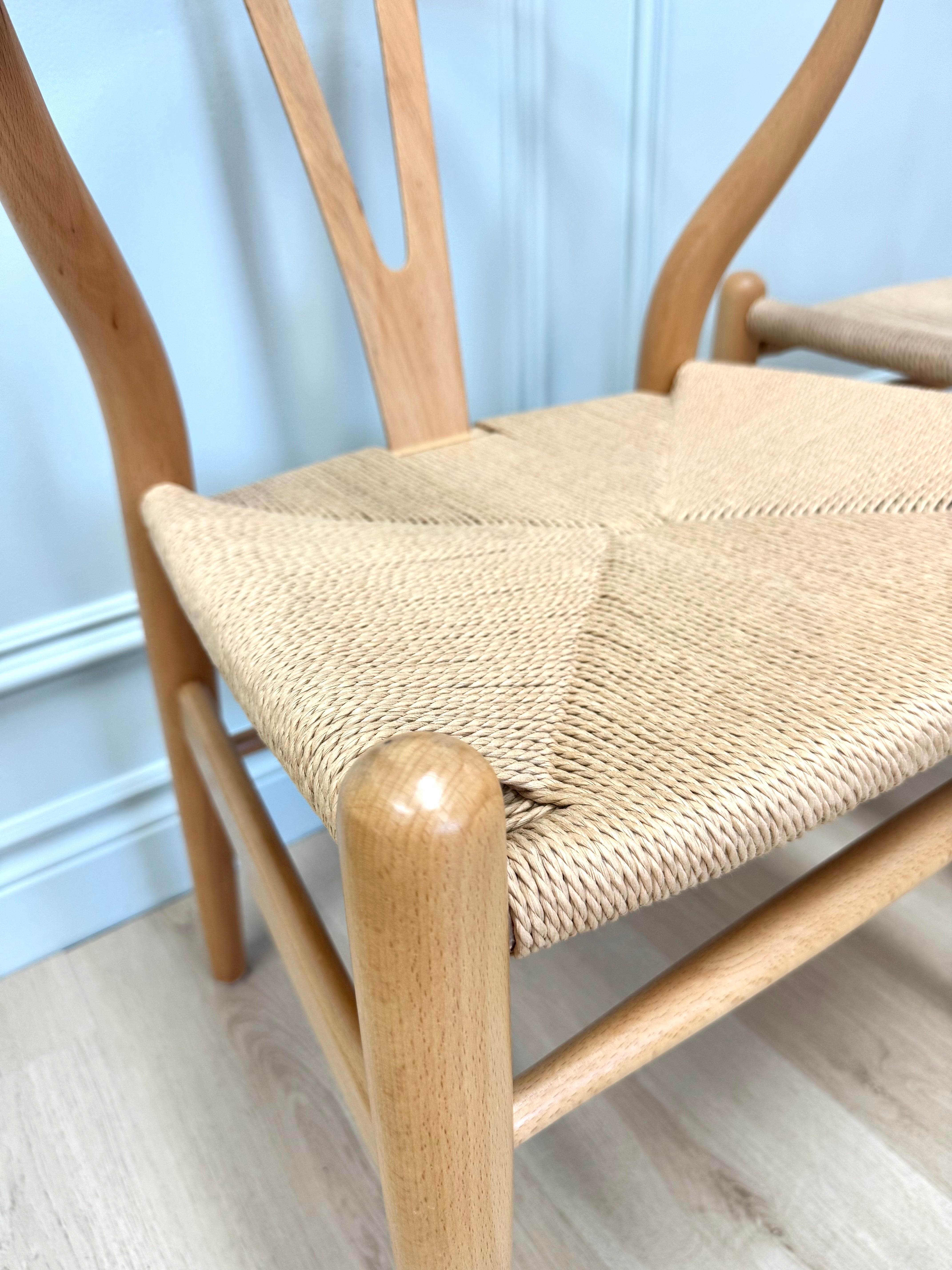 Natural Beech Wishbone Chairs Set of 2