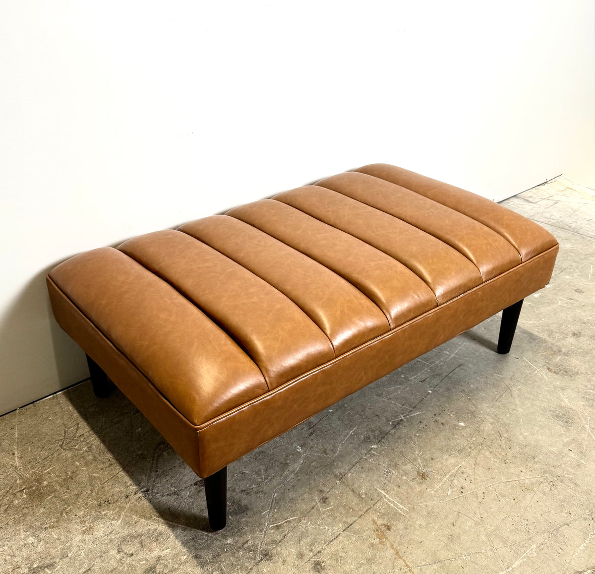 Caramel Faux Leather Ottoman