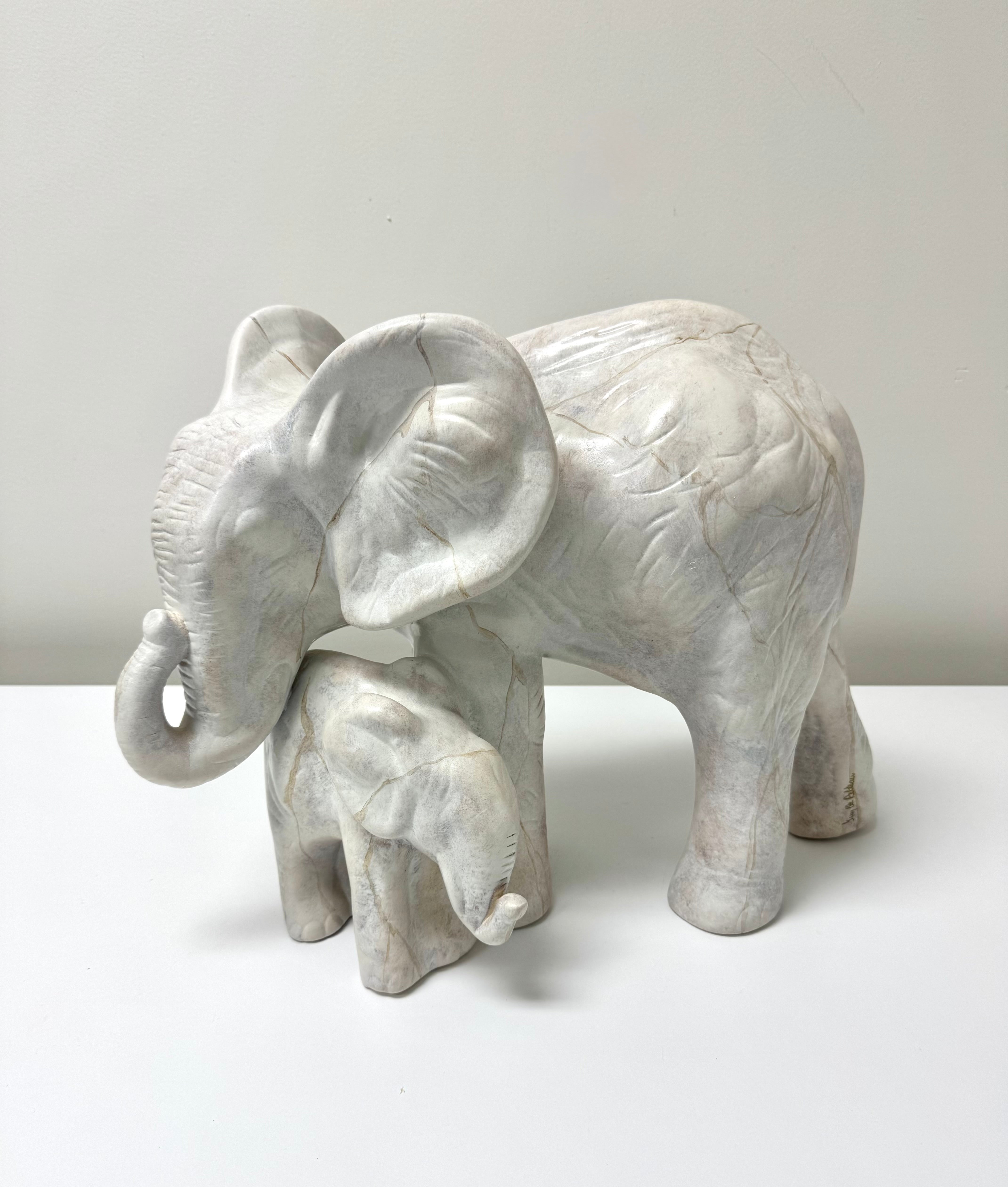 GUY DE PELTEAU Mother & Calf Ceramic Sculpture