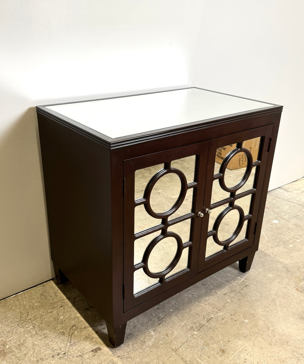 Espresso Circles Mirrored Cabinet