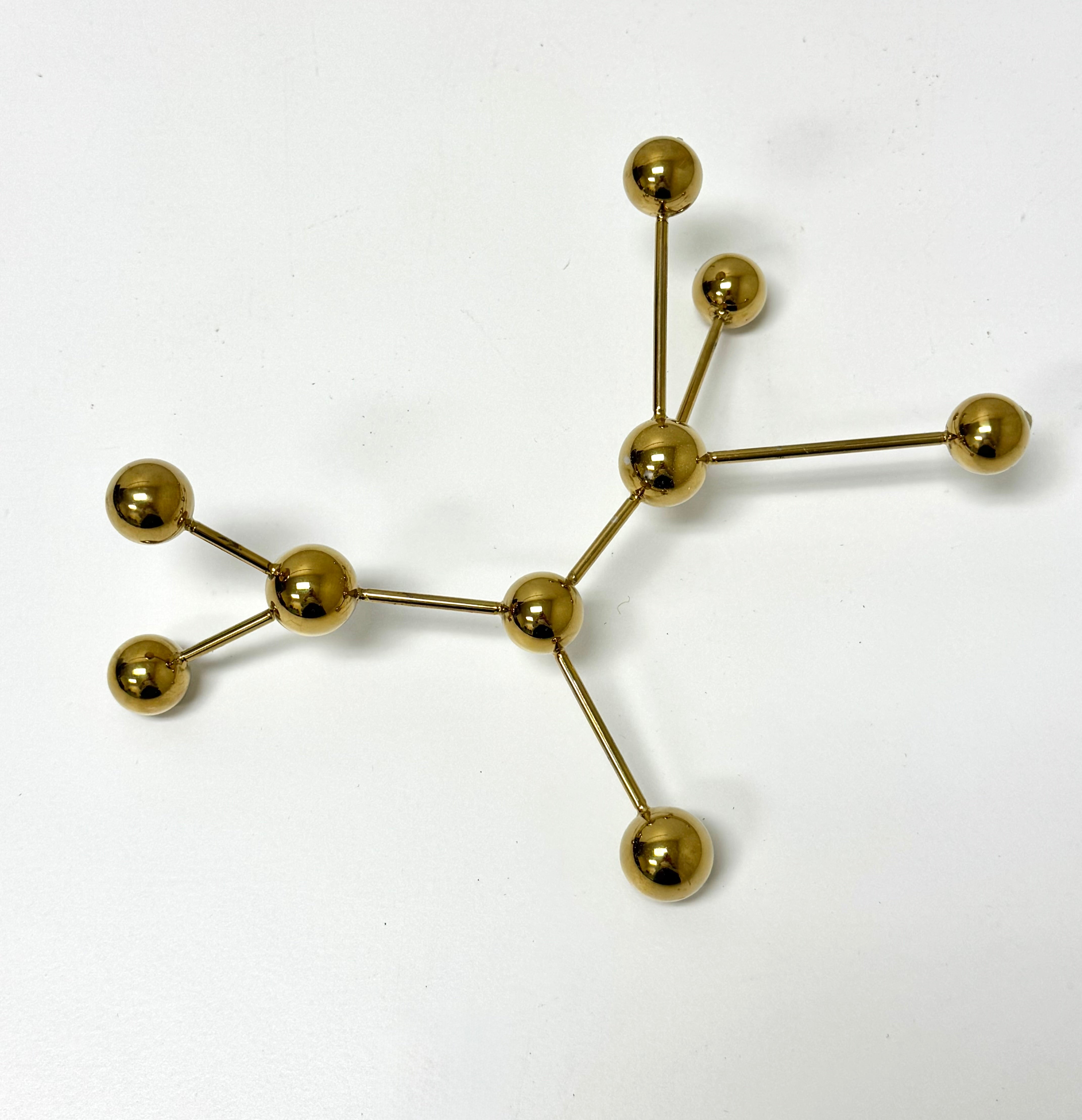 Brass Geometric Molecule Sculpture