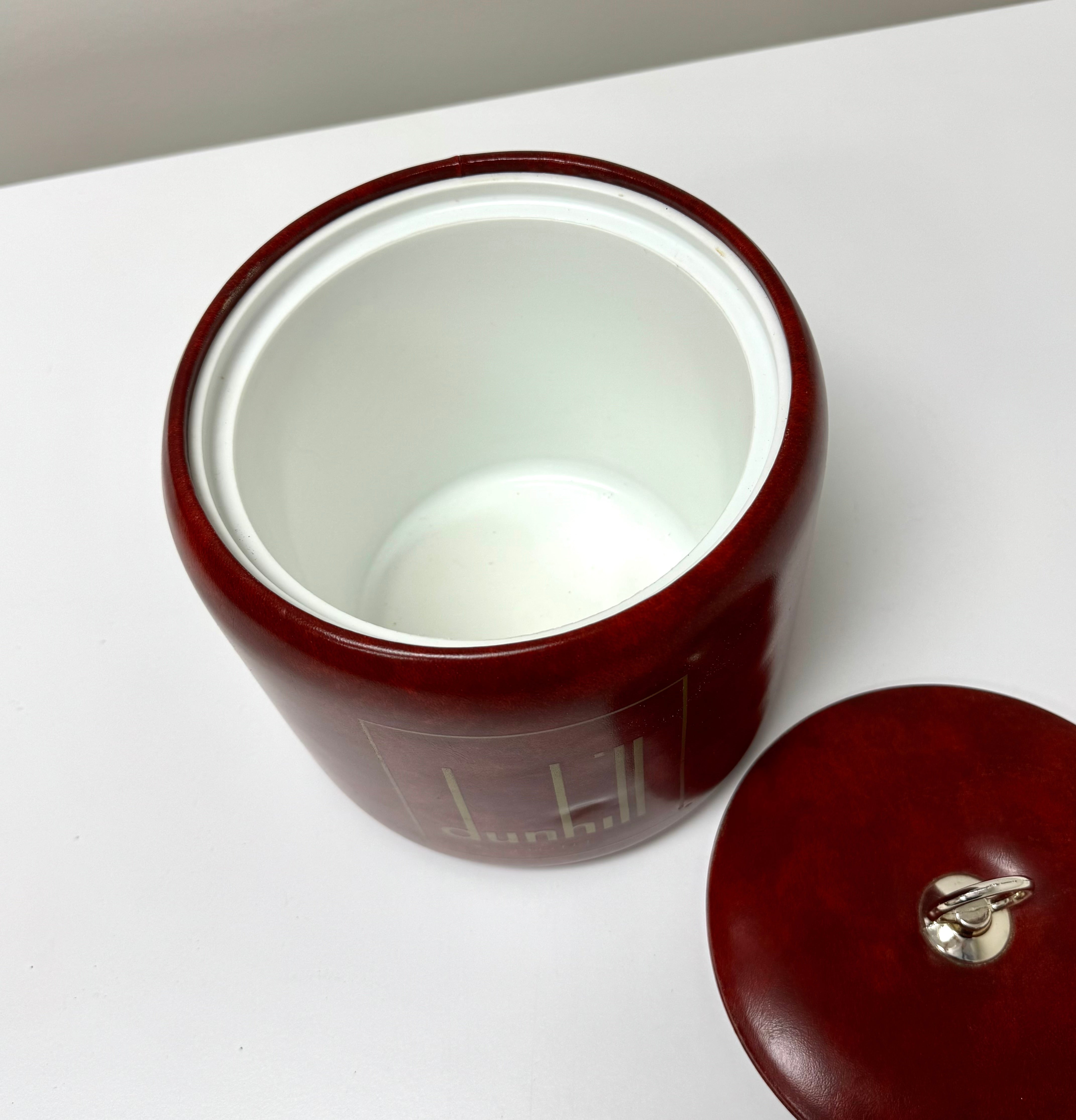 Vintage Dunhill Red Faux Leather Ice Bucket