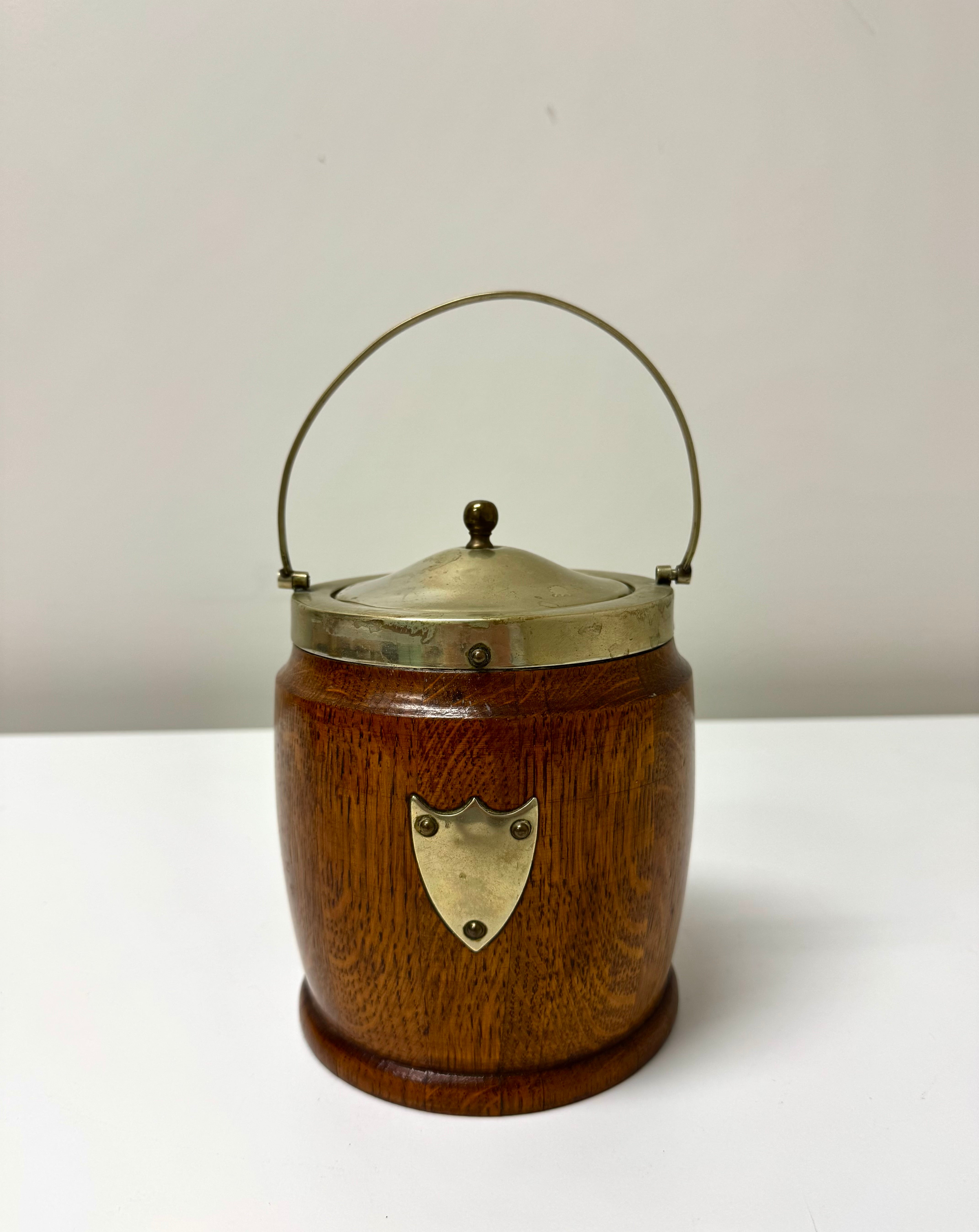 Antique English Oak Biscuit Barrel